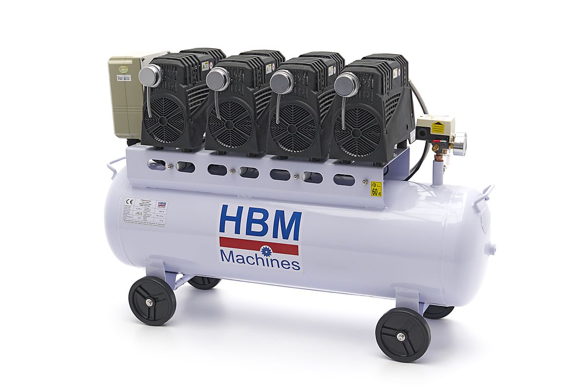 HBM Compresor profesional de bajo ruido de 120 litros - Modelo 2
