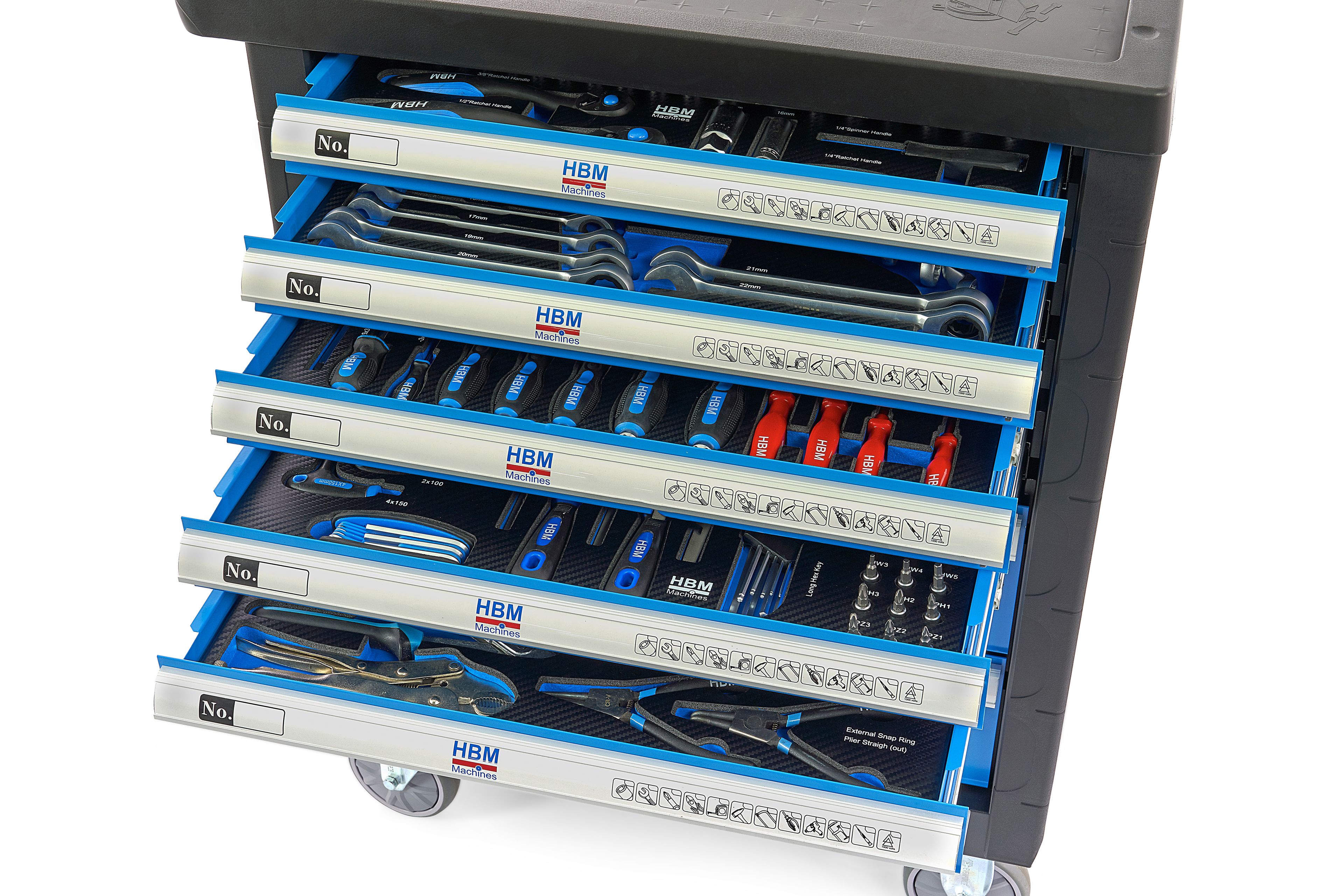 HBM servante à outils garnie 196 pièces, bleu Image 5