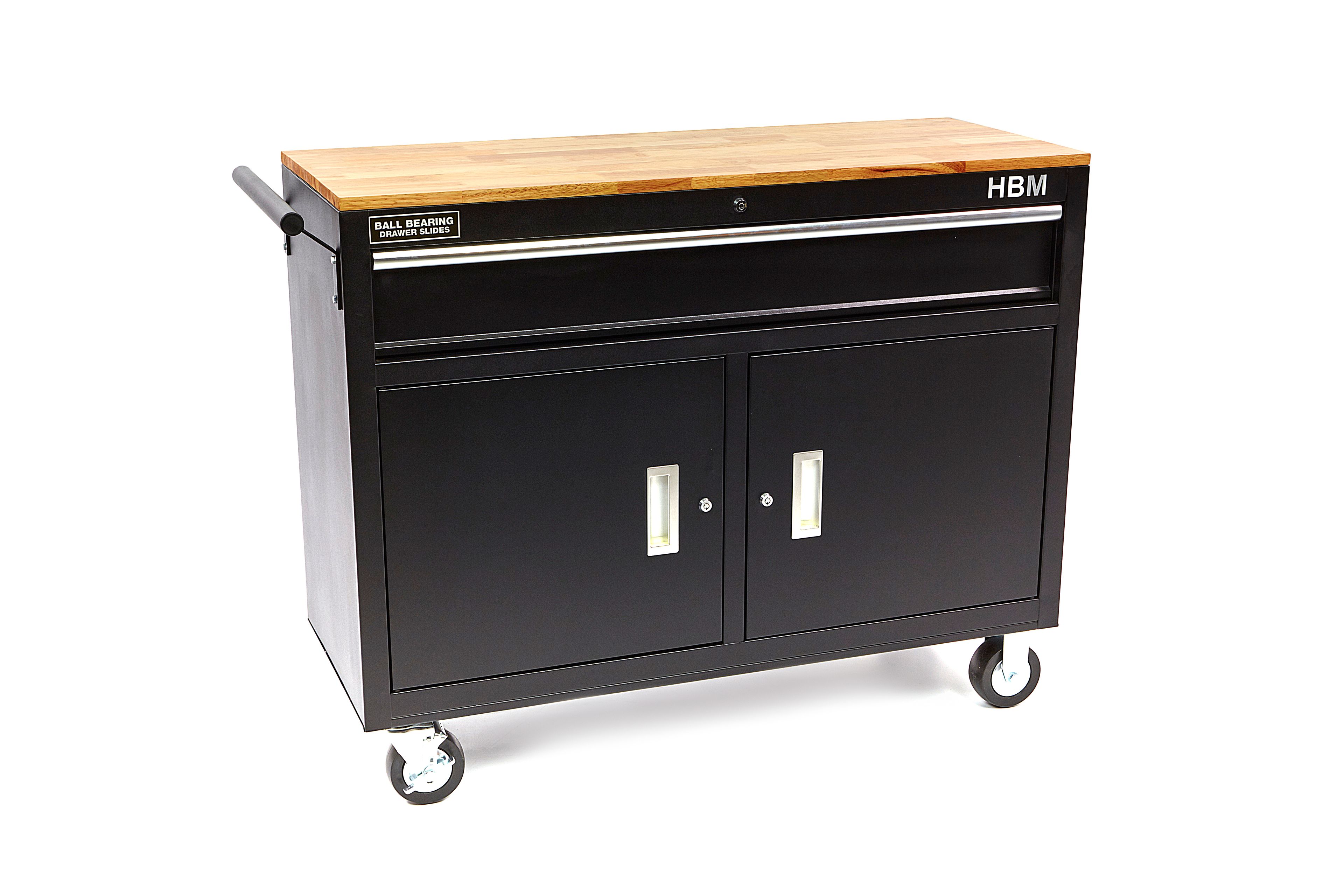 HBM Profi fahrbarer Werkzeugwagen Werkbank, 117 cm, schwarz Image 4