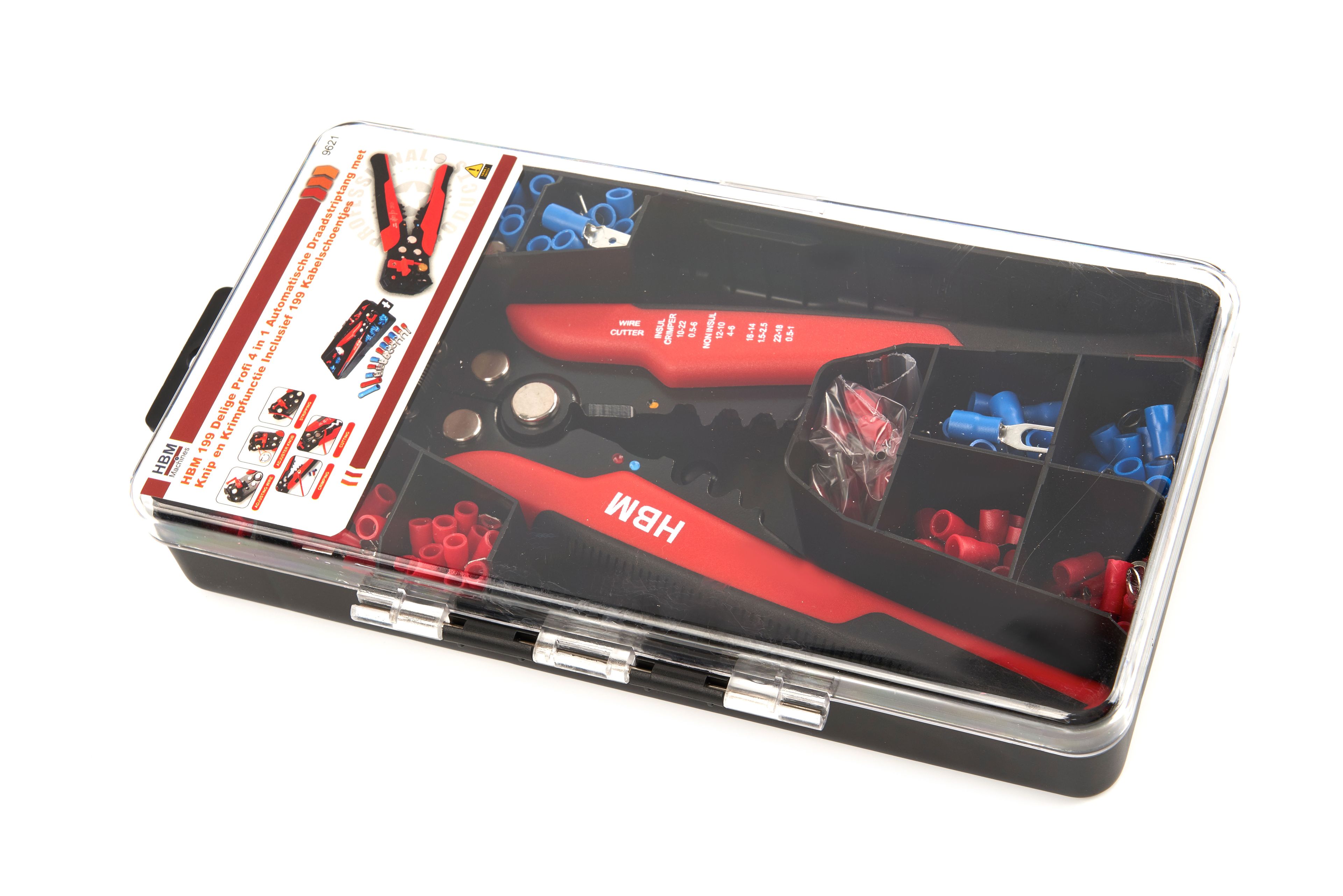 HBM 199 Delige Profi 4 in 1 Pinza Strippatrice Automatica con Funzione di Taglio e Crimpatura Inclusa 199 Terminali per Cavi Image 10