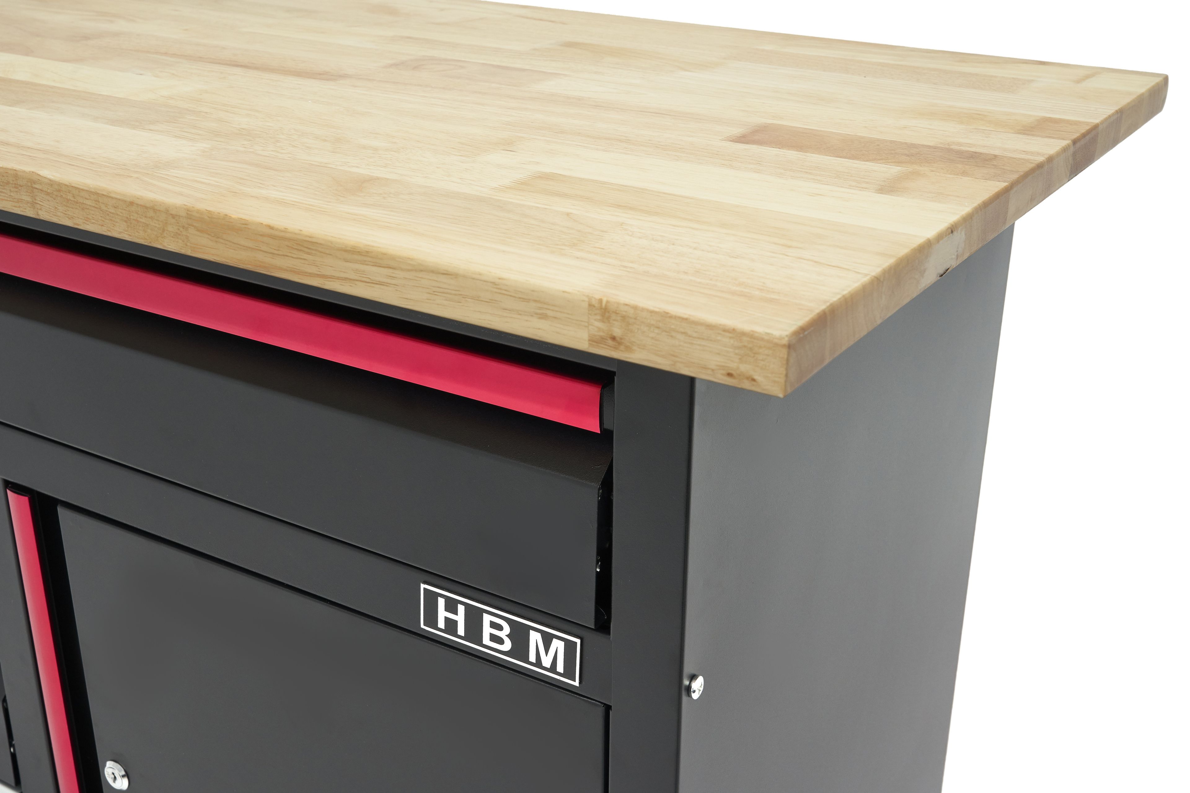 HBM Banco da lavoro da 120 cm con 4 cassetti, 1 anta e piano in legno nero Image 8