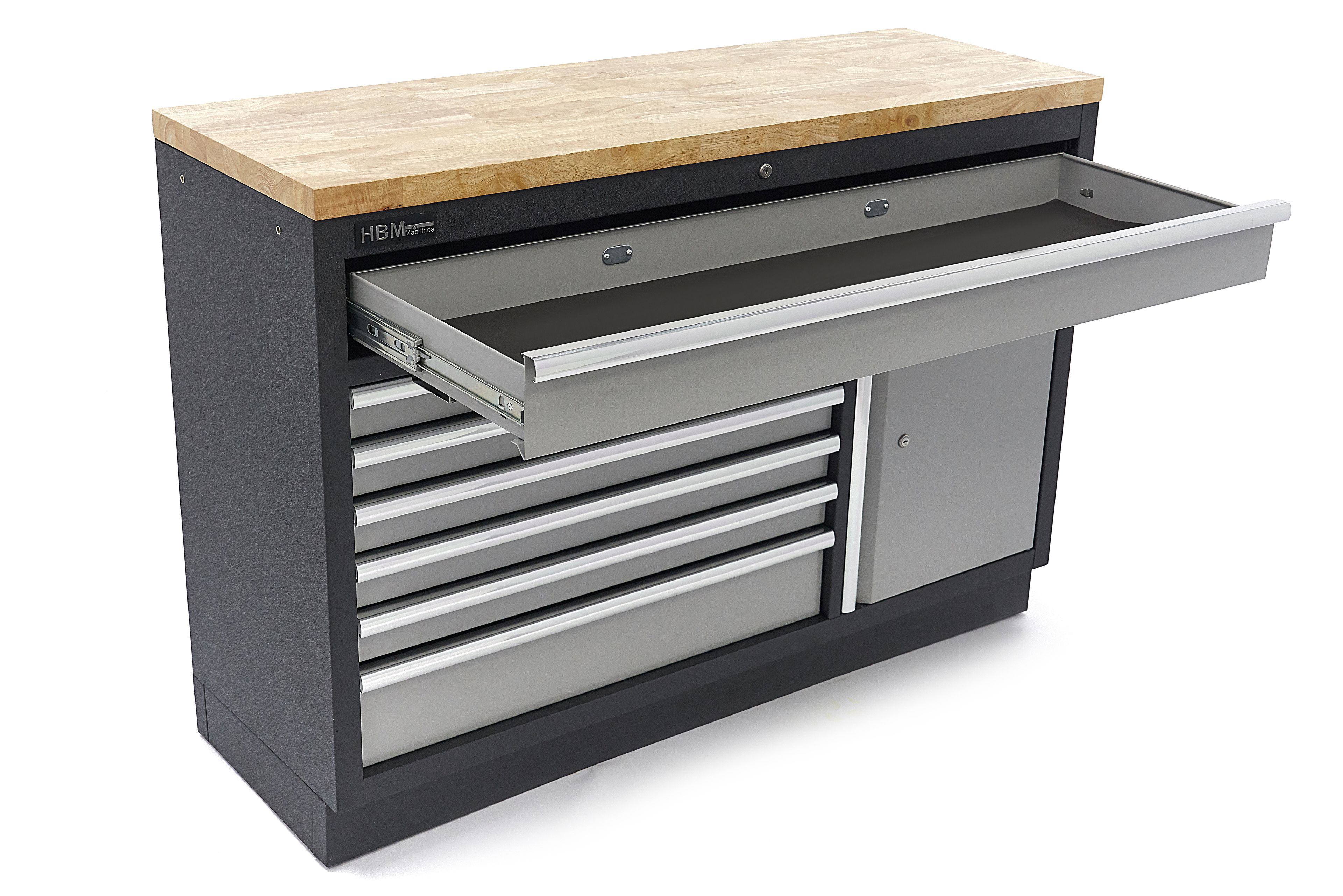 HBM 7 cassetti 132 cm. Armadio portautensili professionale, banco da lavoro con porta per attrezzatura da officina Image 11