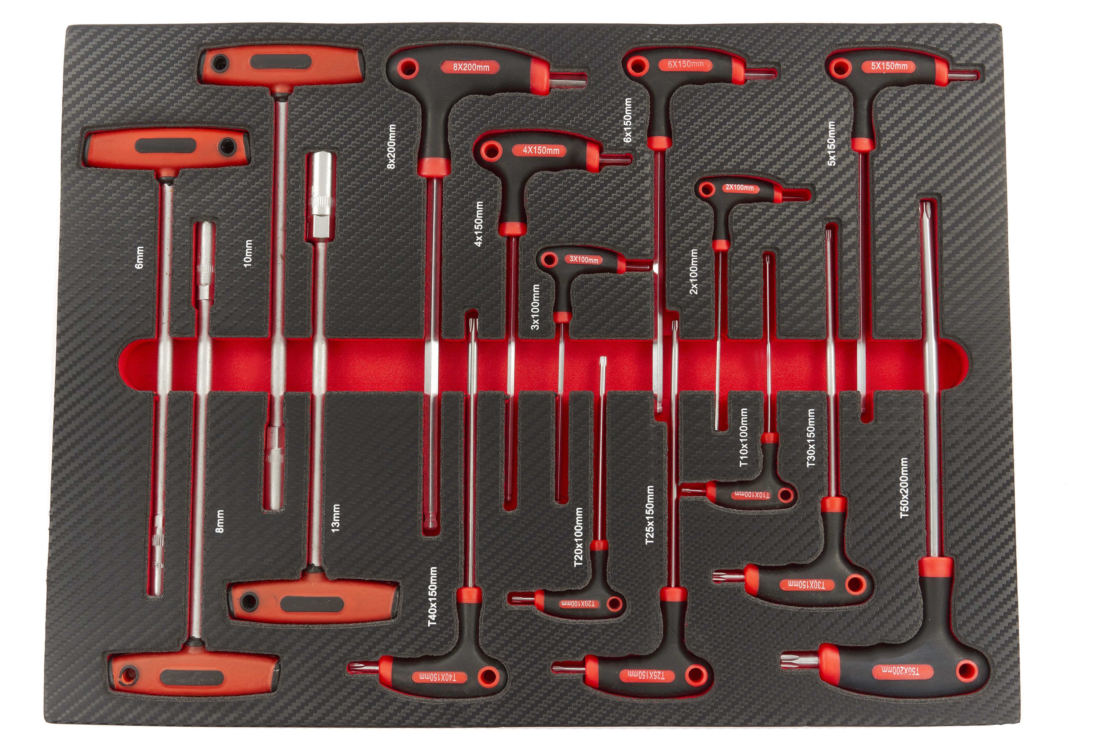 HBM 16 Delige T-Grepenset in Carbon Foam inlay voor Gereedschapswagen Image 3