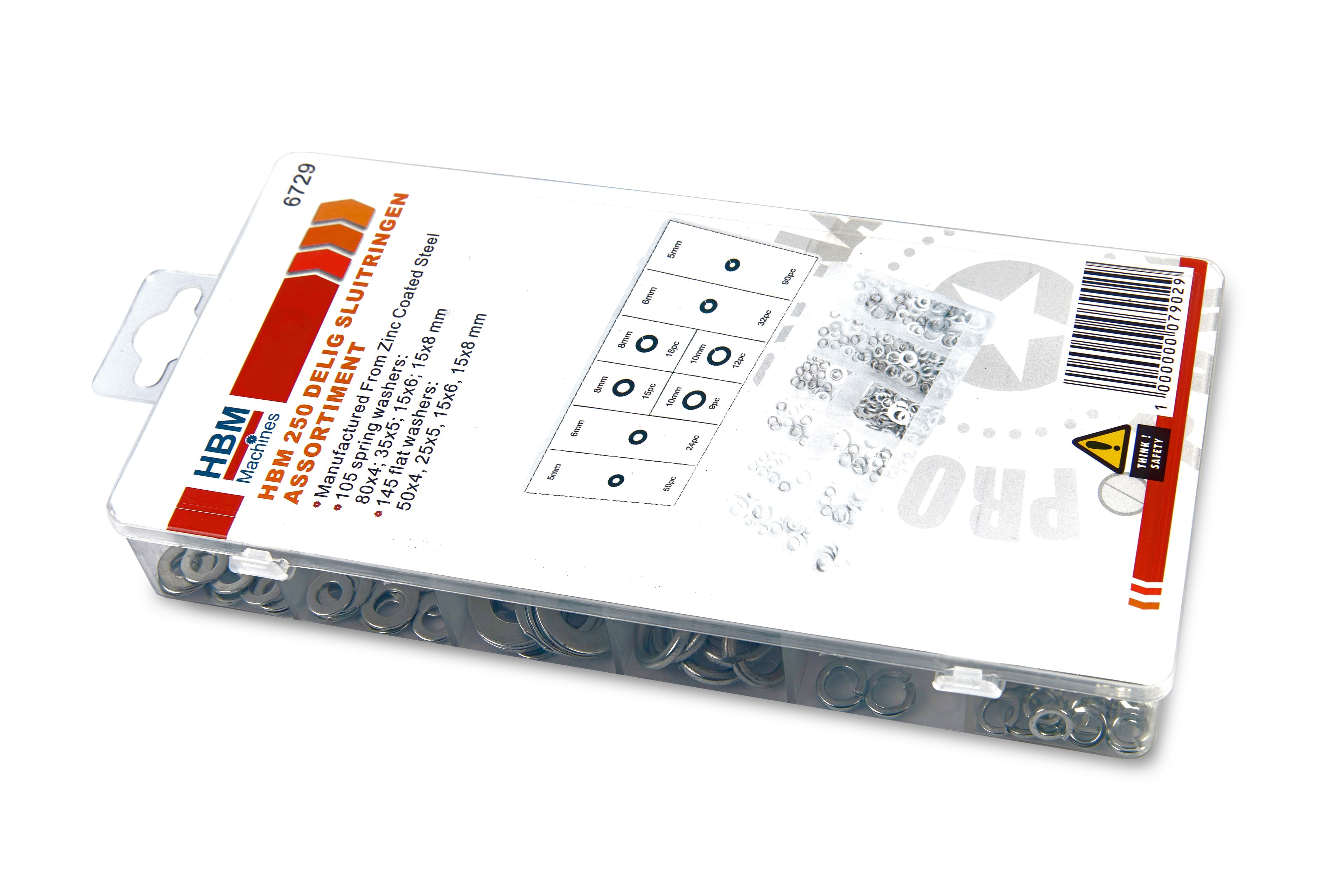 Conjunto de arandelas de cierre y anillos de resorte HBM 250 Piezas Image 3