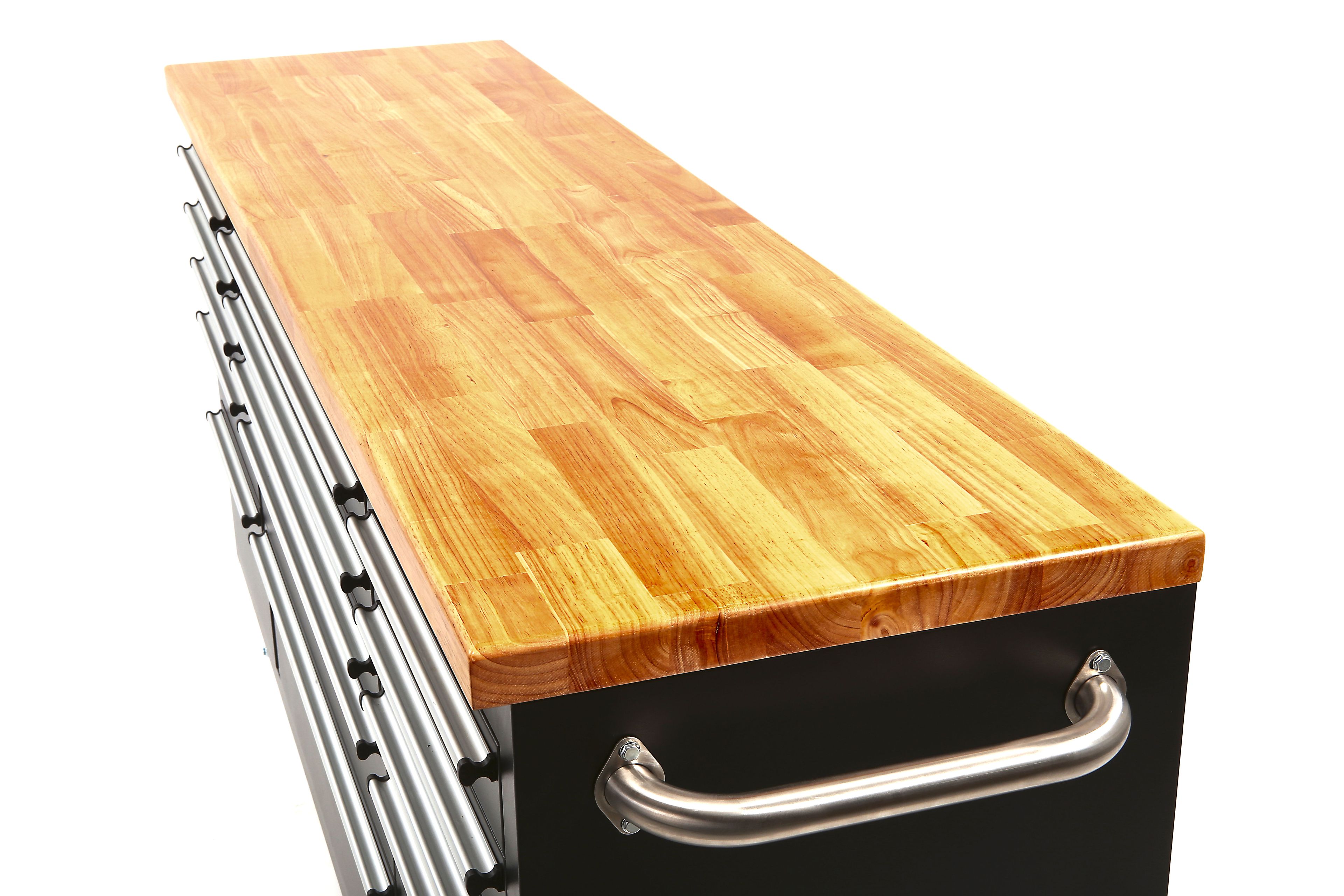 HBM 182 cm Profi Gereedschapswagen / Werkbank met Houten Blad - ZWART Image 5