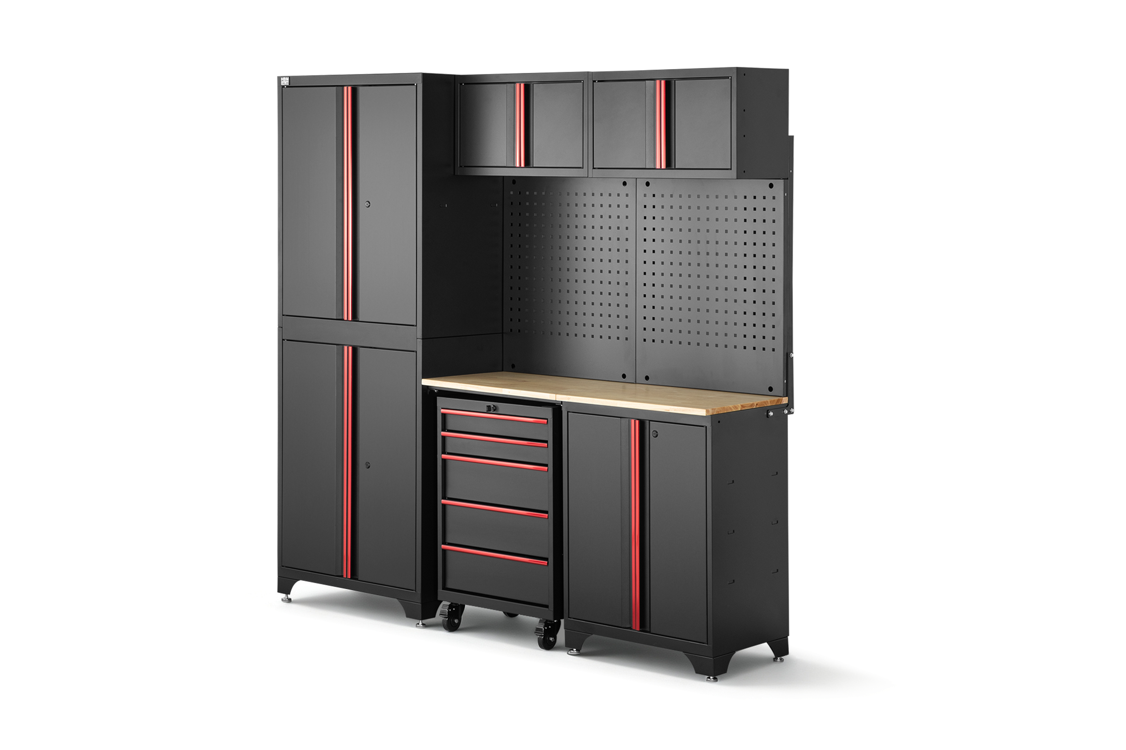 HBM modulair werkplaatssysteem 6-delig, zwart rood, model A