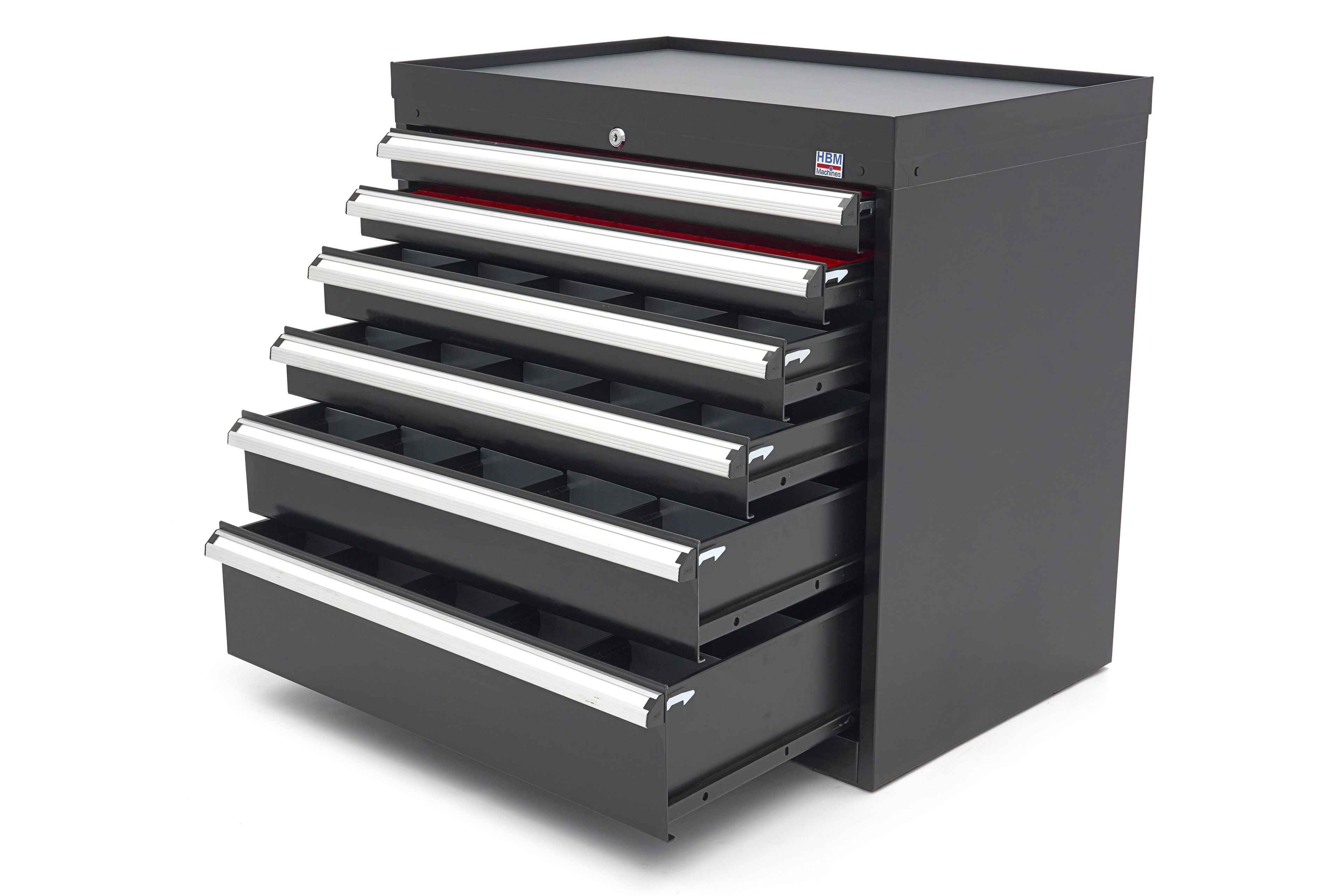 HBM Profi-Werkzeugschrank mit 6 Schubladen / Schubladenschrank, 88 x 58 x 80 cm, schwarz  Image 4