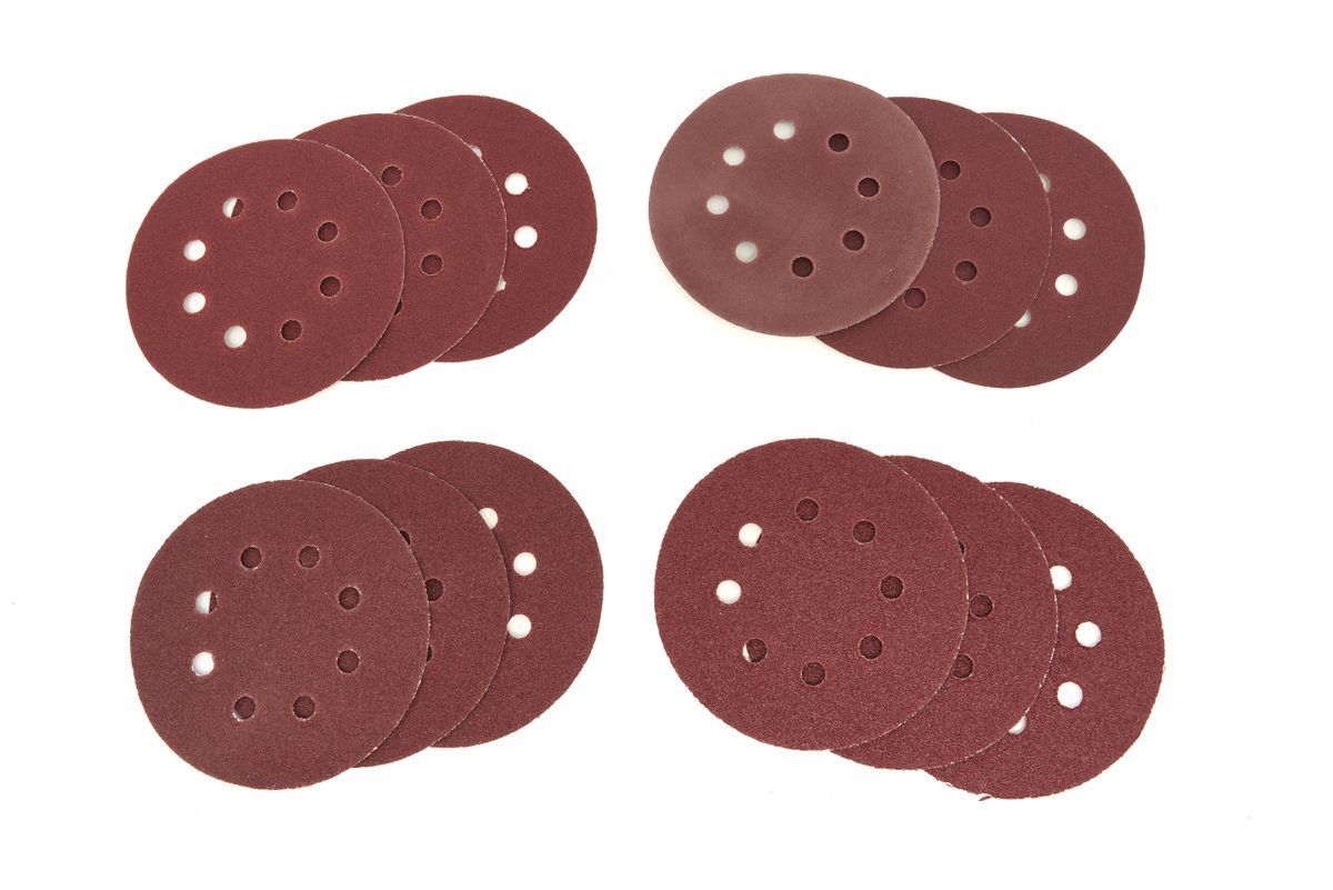 Set de 12 hojas de lija HBM para la lijadora excéntrica variable HBM de 320 vatios