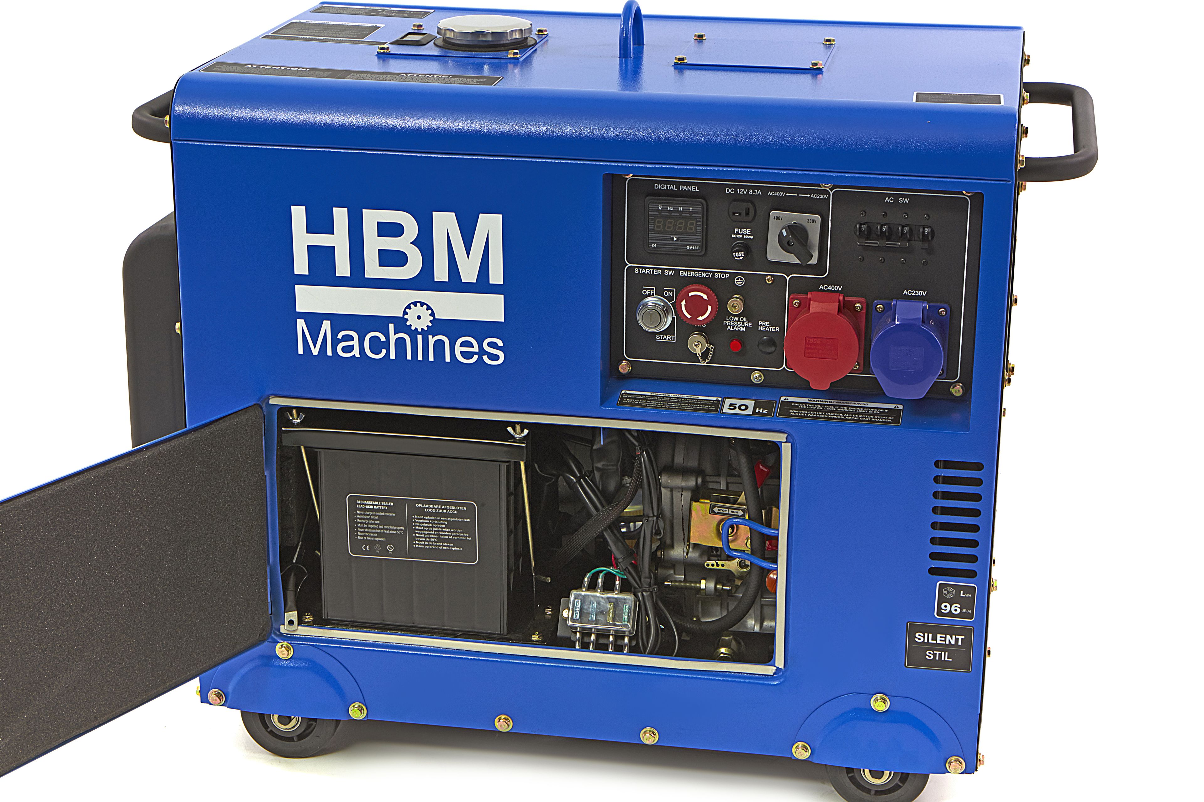HBM standby aggregaat, generator met 498 cc dieselkrachtstroom Motor 400V/230V/12V 7900W Image 4
