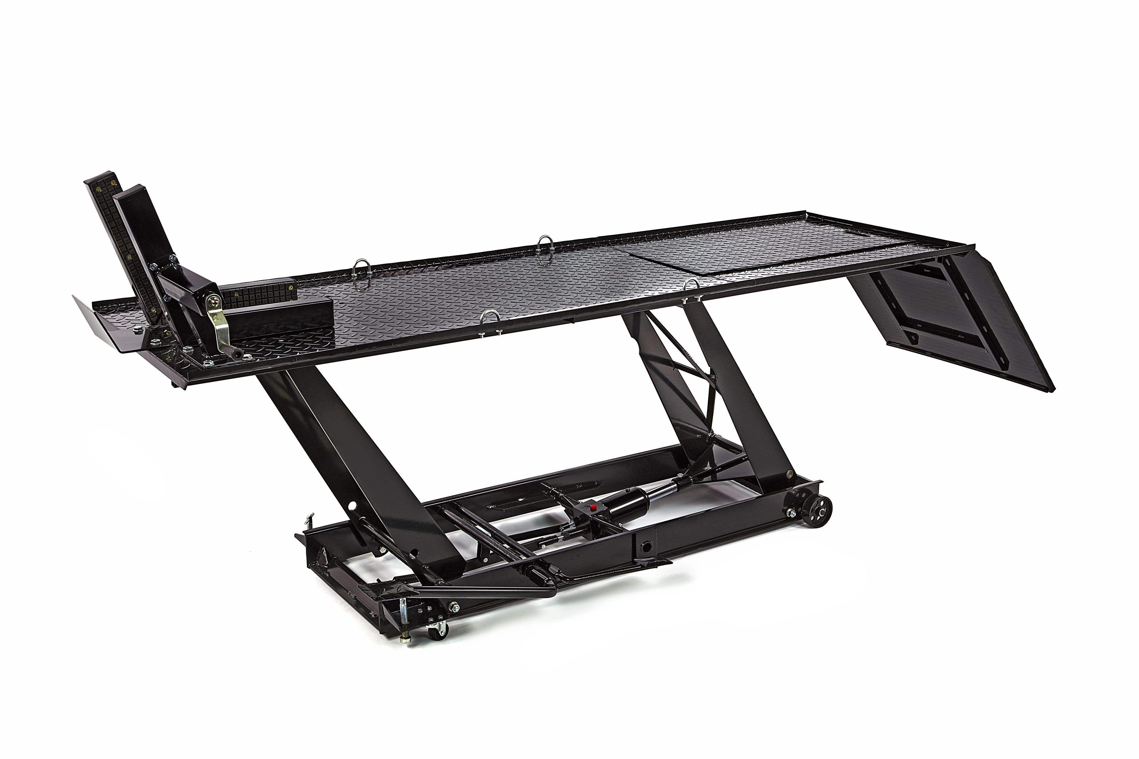 HBM 450 kg Motorheftafel Hydraulisch Met Luxe voorwielklem - Zwart