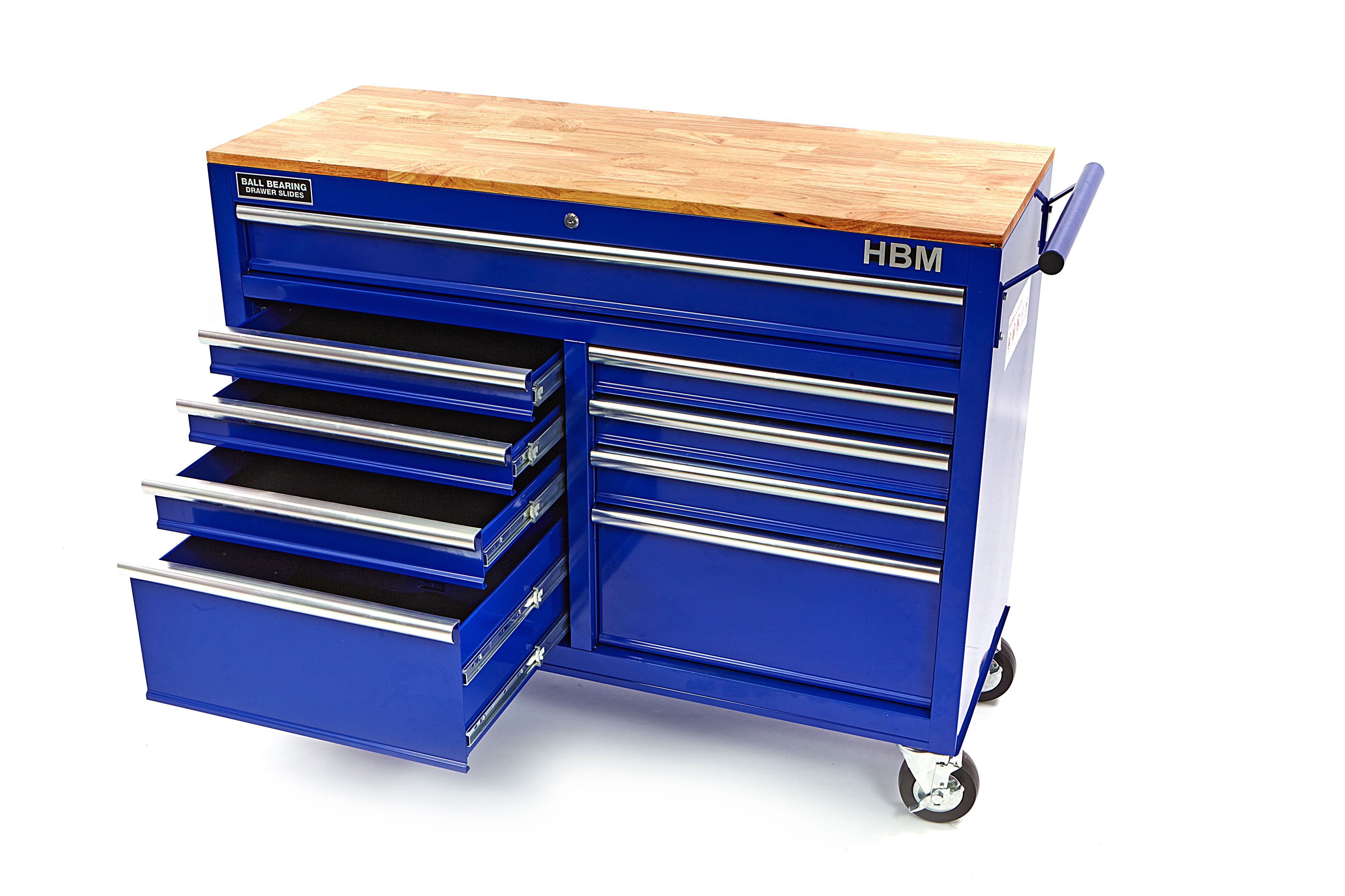 HBM Carrello portautensili mobile, banco da lavoro con piano di lavoro in legno 117 cm Image 3