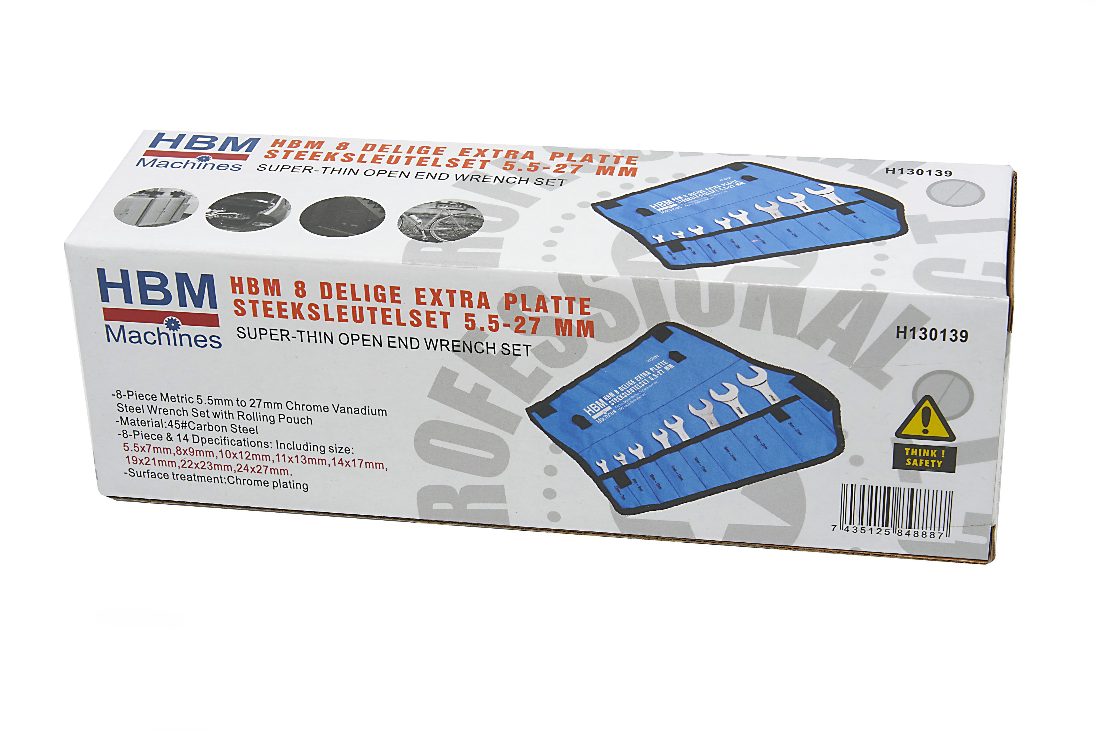 HBM 8 Delige Extra Platte Steeksleutelset 5.5 – 27 mm Image 6