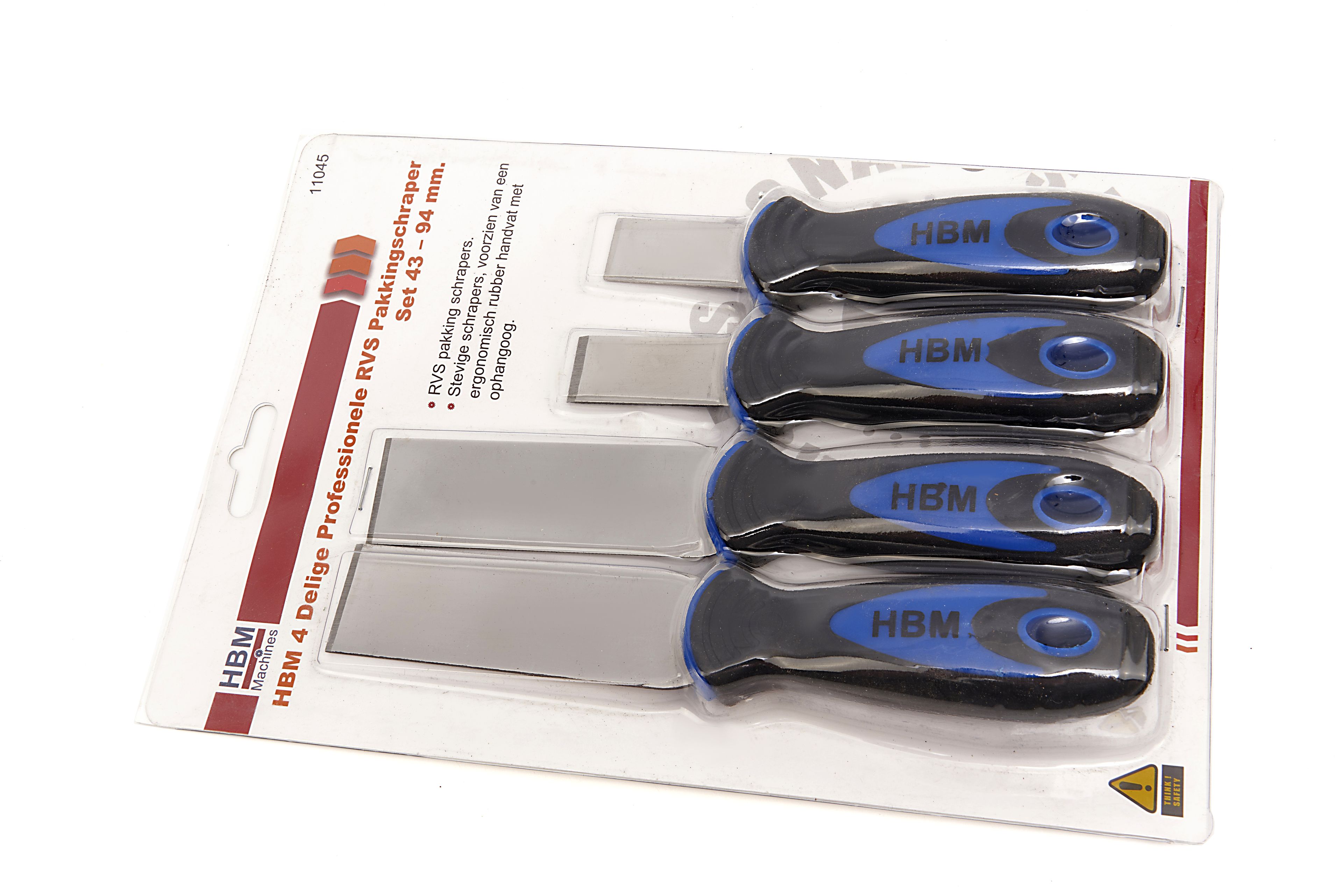 HBM Professional Set de grattoirs de joints en acier inoxydable 43 - 94 mm 4 pièces Image 3