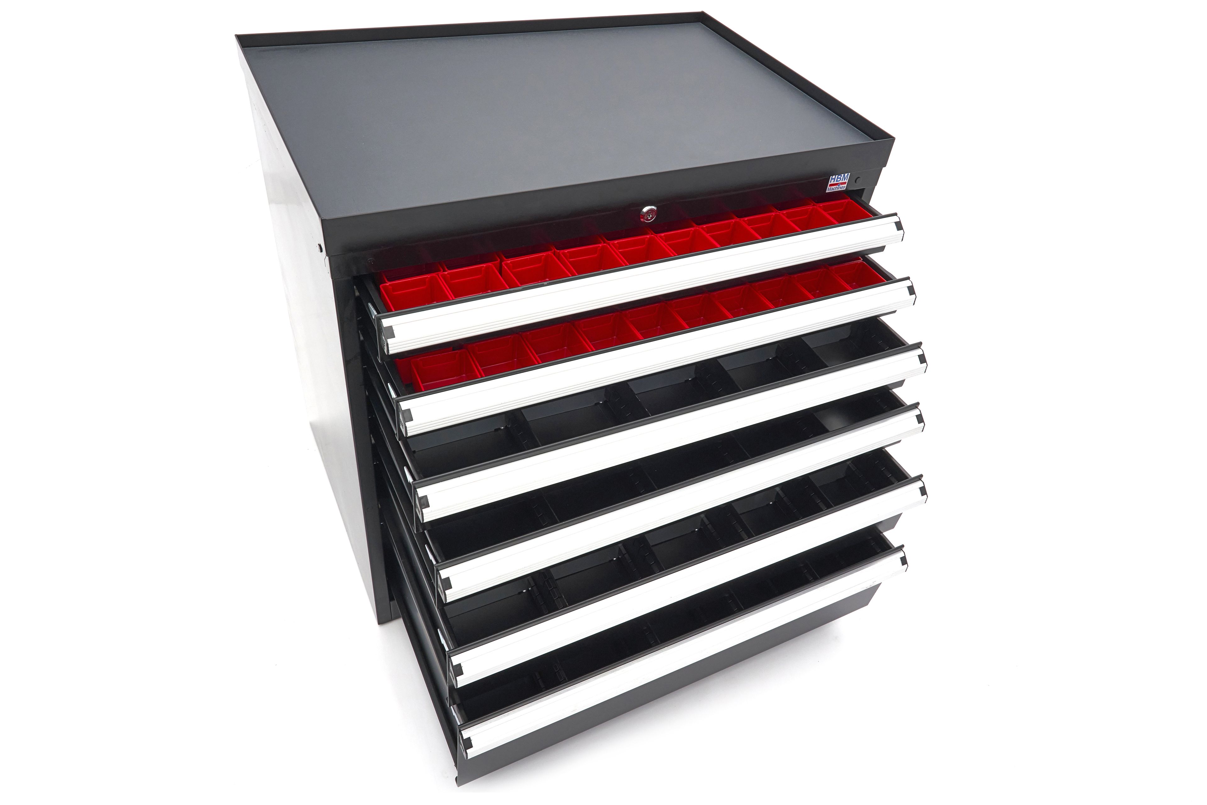 HBM Profi-Werkzeugschrank mit 6 Schubladen / Schubladenschrank, 88 x 58 x 80 cm, schwarz  Image 6
