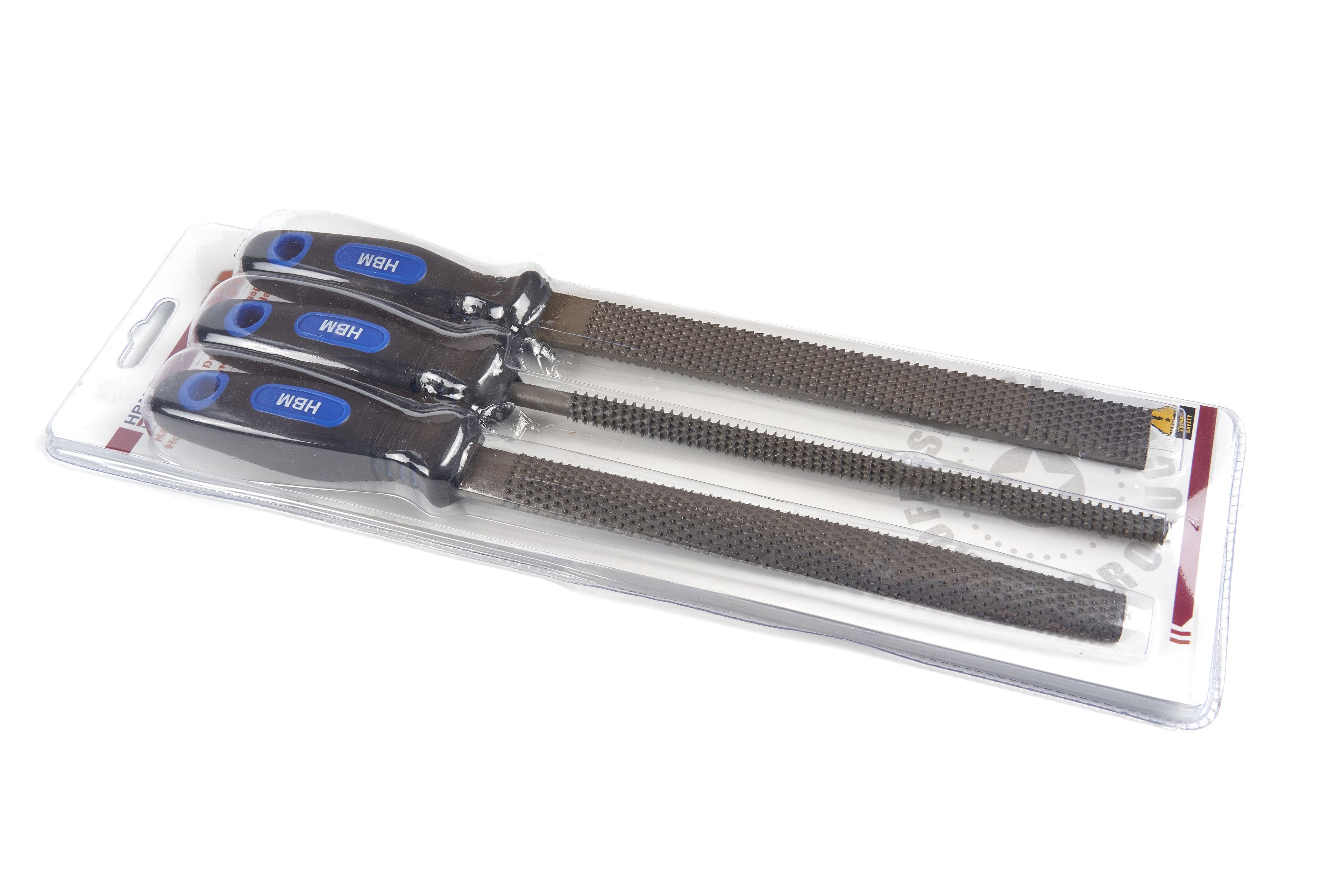 HBM 3 Delige Deluxe Houtraspenset / Houtvijlenset met Soft Grip Handvaten Image 4