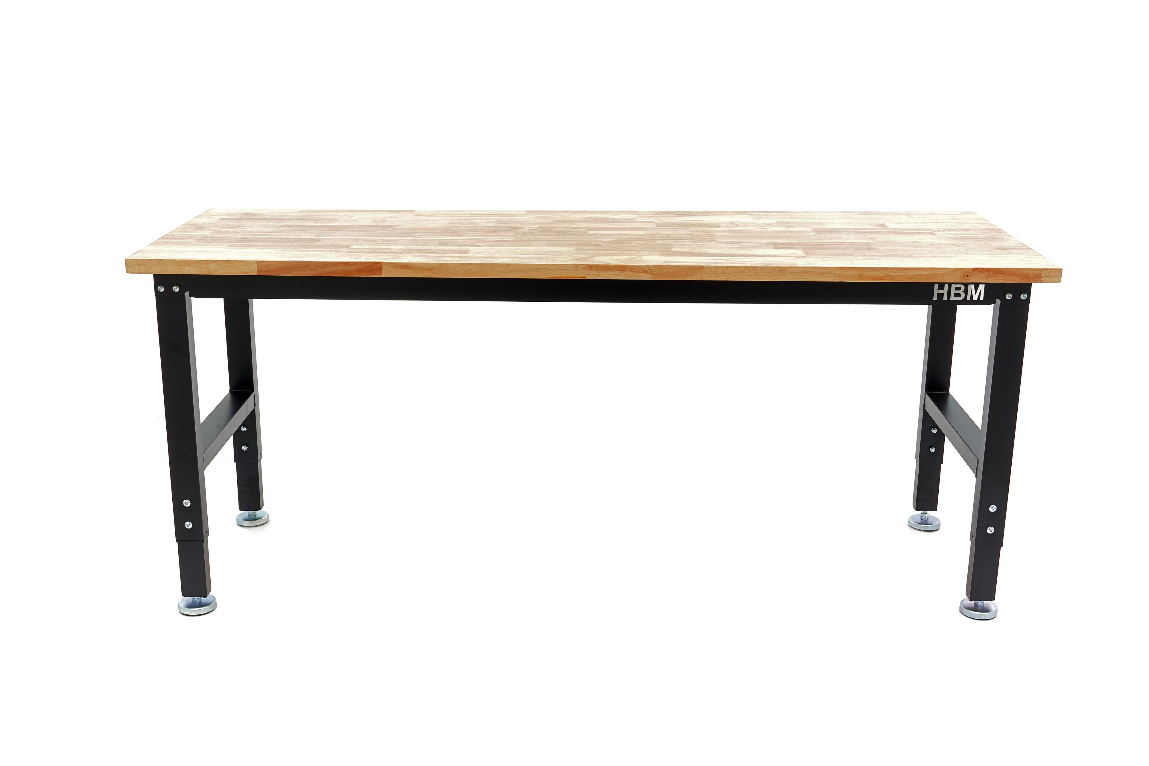 HBM werkbank 182 cm in hoogte verstelbaar, massief houten werkblad, zwart Image 2