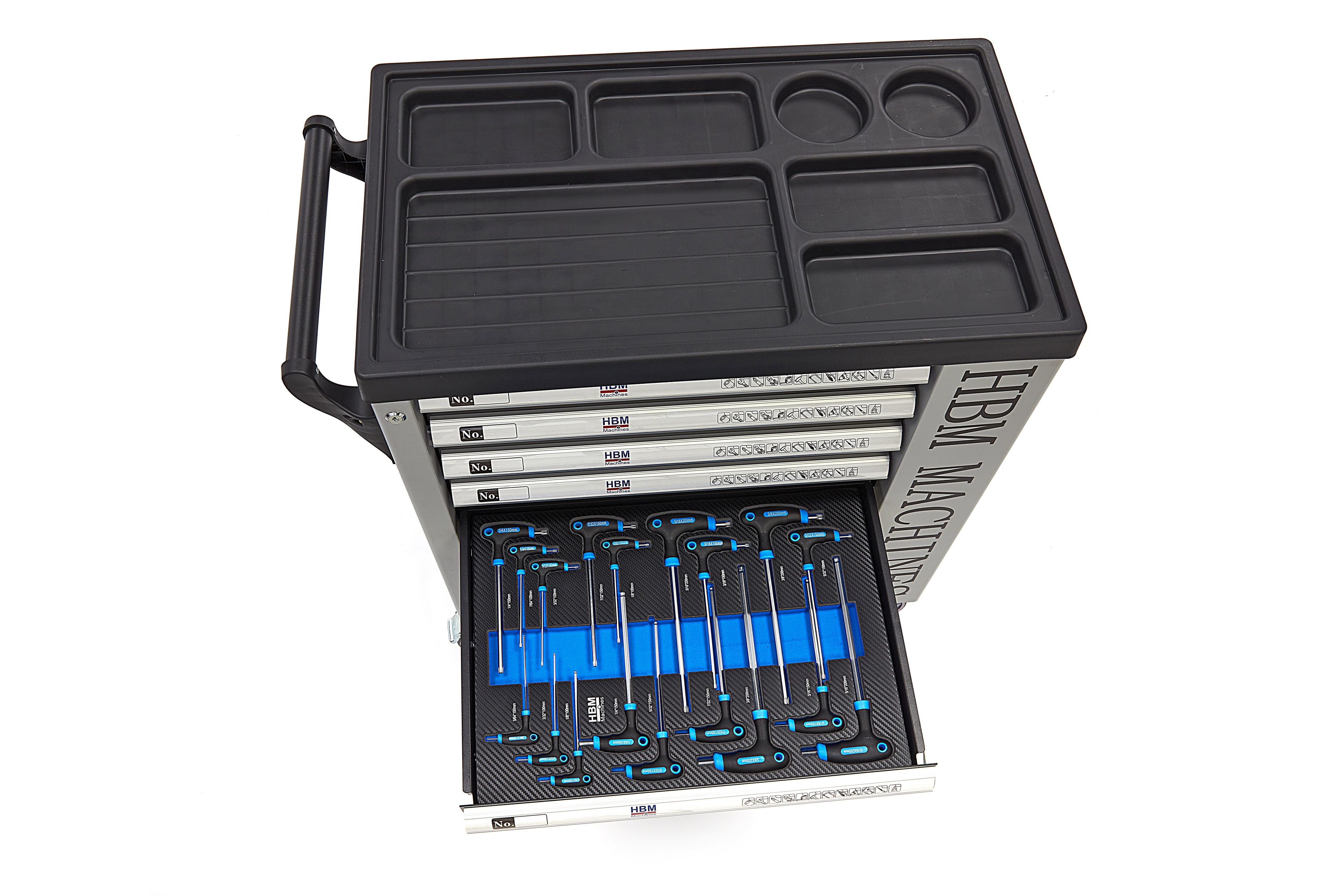 HBM gevulde gereedschapswagen 245-delig inch-maten, zwart Image 16