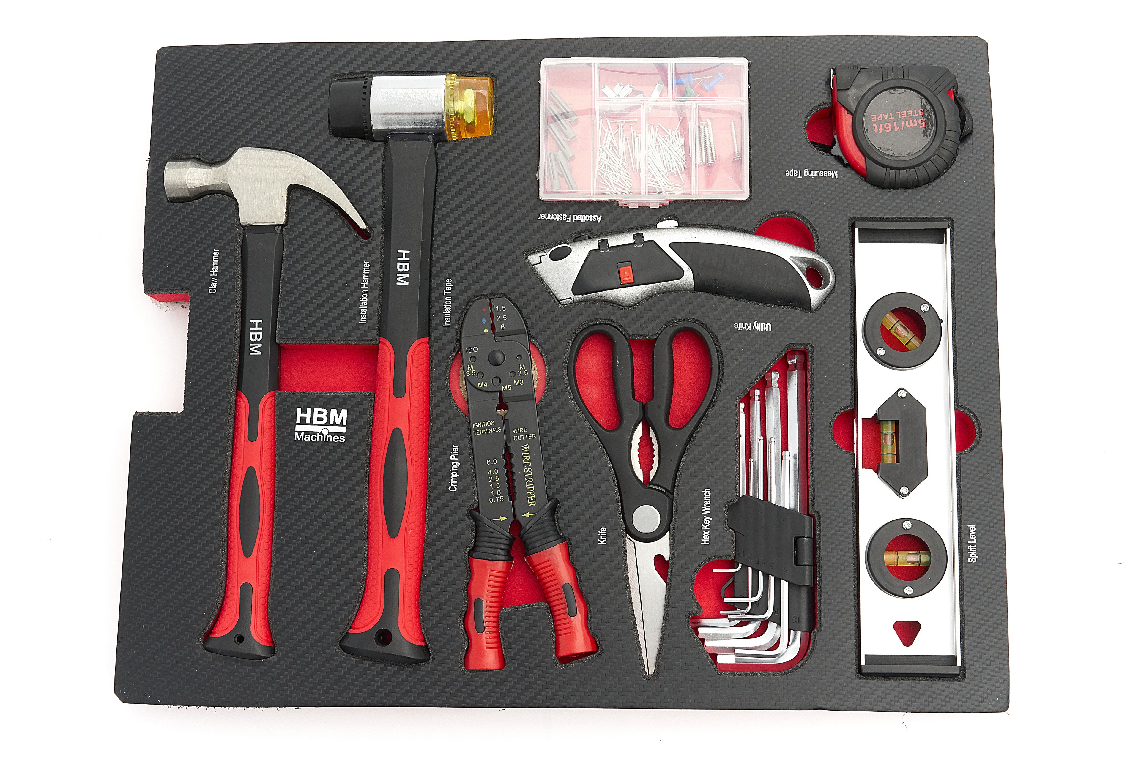 HBM Professional Caja de herramientas de 238 piezas, carro de herramientas con incrustaciones de carbono Image 8