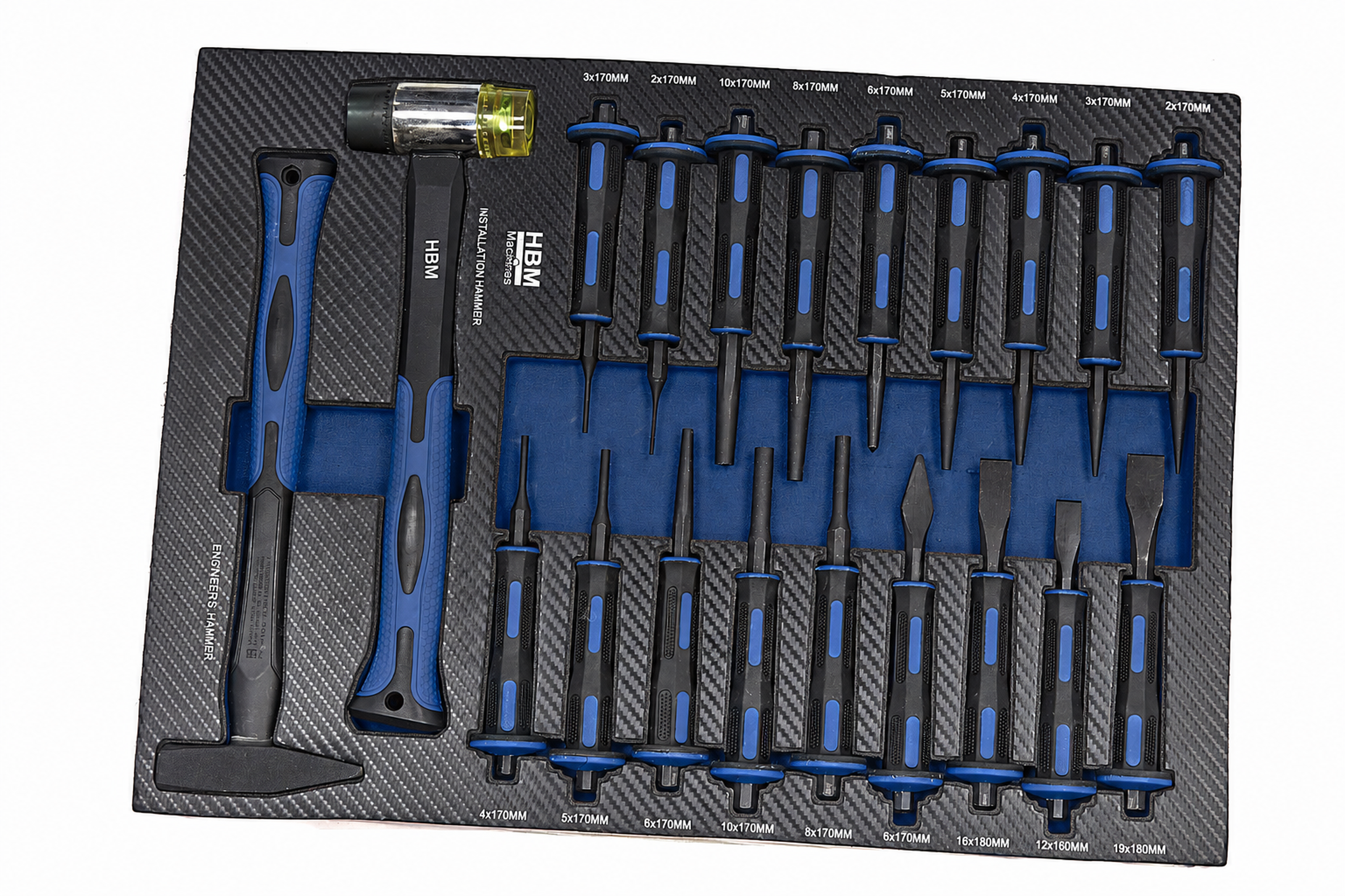 HBM inlay met hamerset, doorslagenset 20-delig