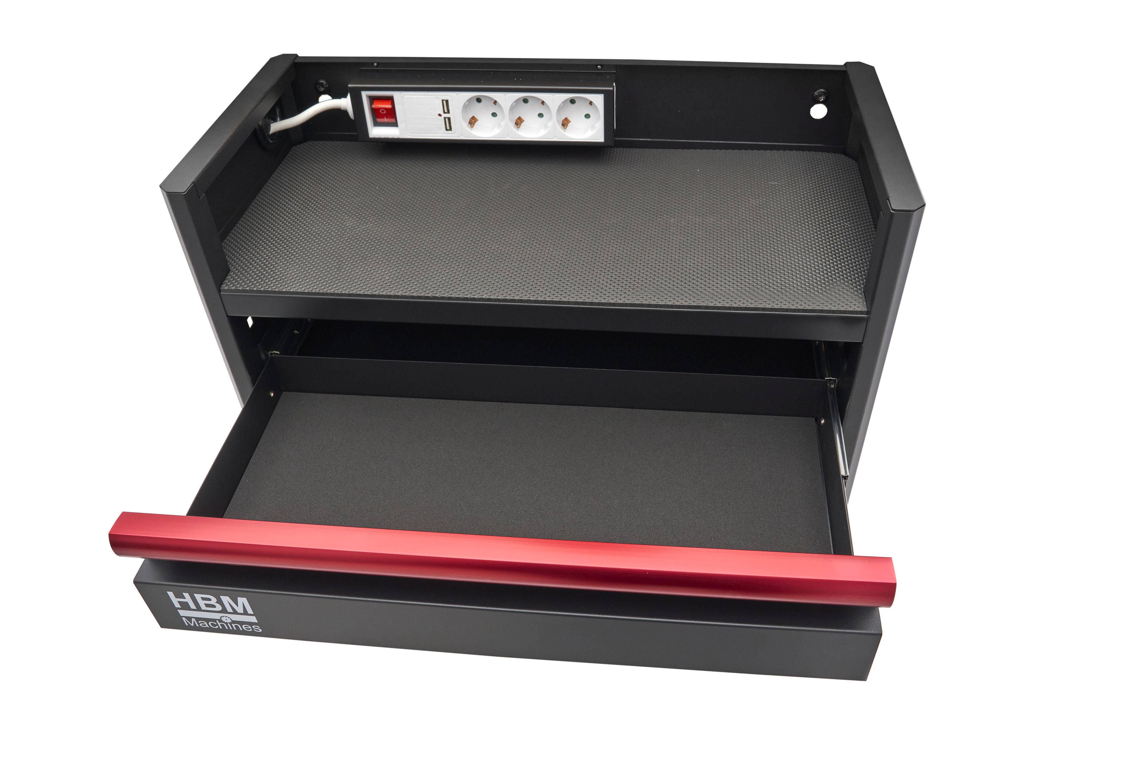 HBM Organizador de herramientas a batería, estantería de pared, con conexión a la red eléctrica Image 3