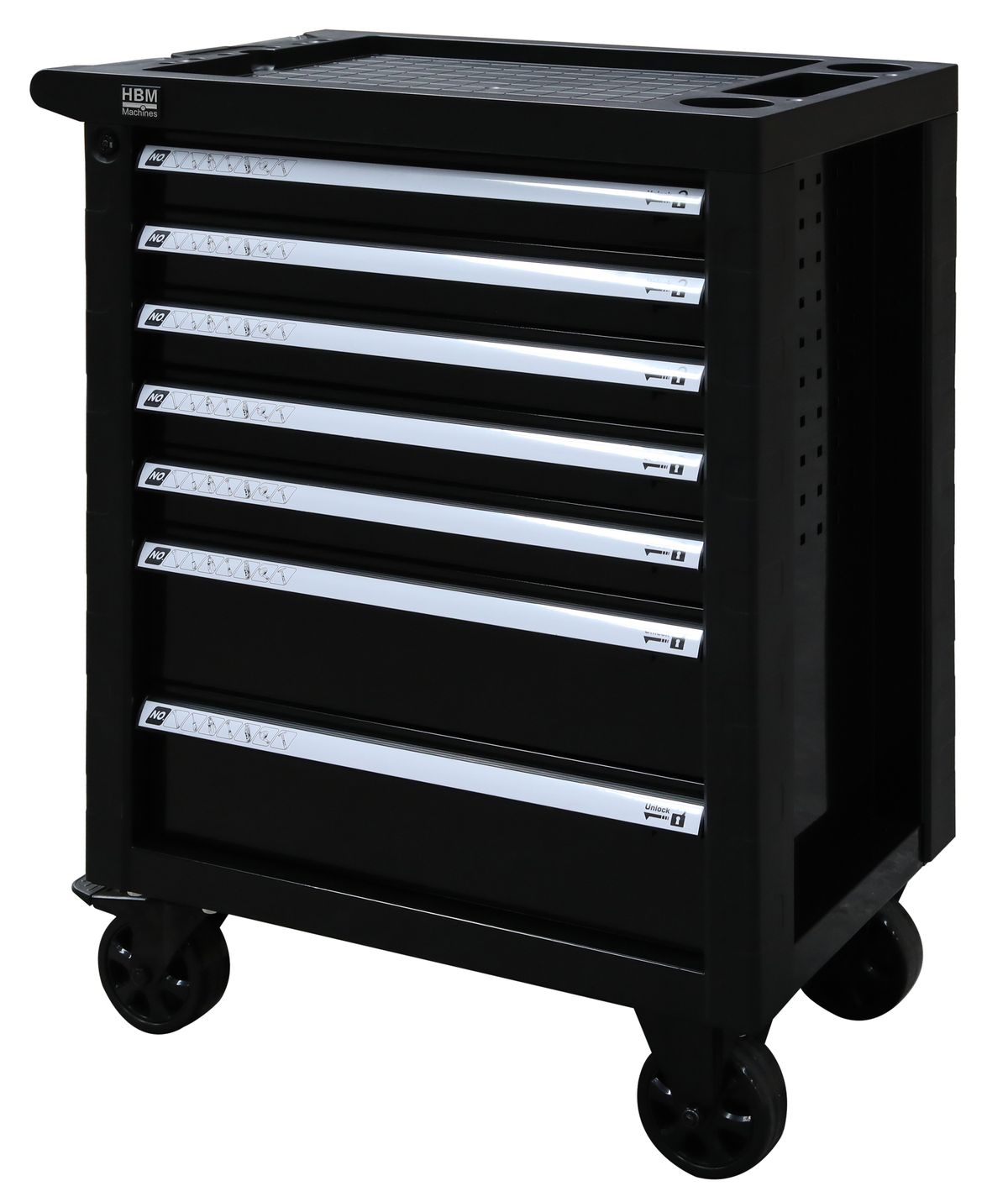 Carro de herramientas HBM 7 cajones, 76,5 cm, negro