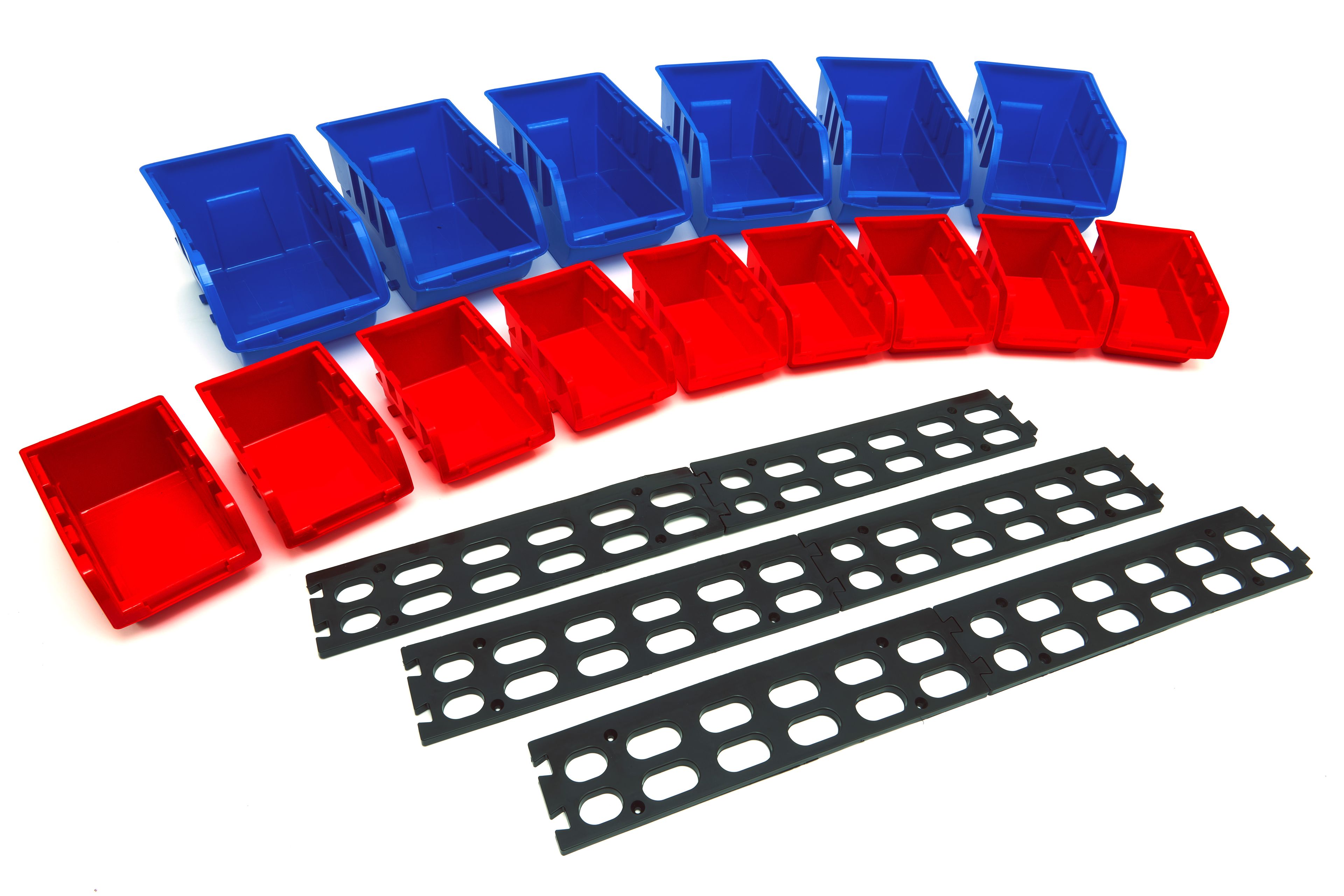 HBM 15 Pezzi Contenitori, Set di Contenitori Impilabili con Guide di Sospensione per Montaggio a Parete