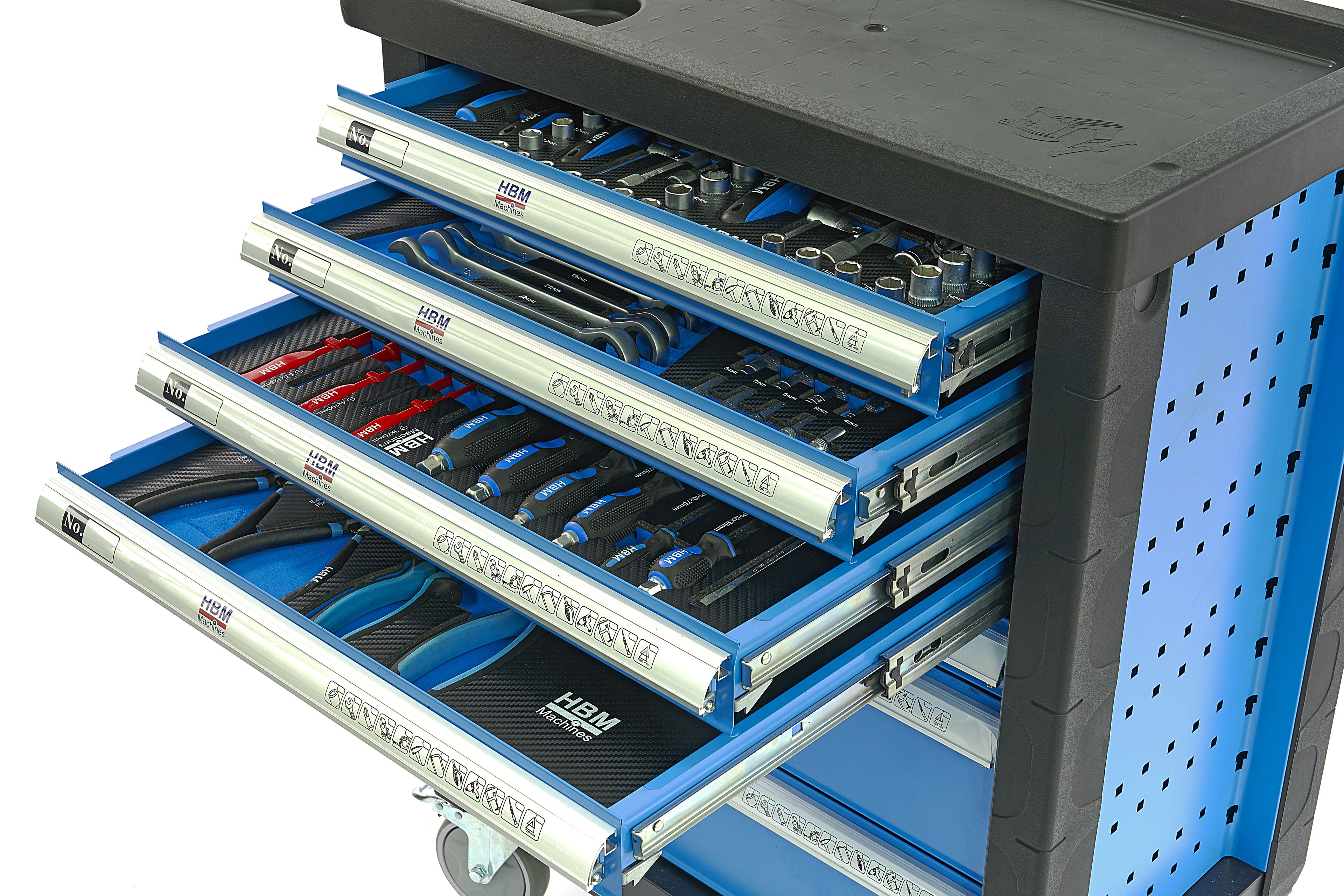 HBM gevulde gereedschapswagen 154-delig, blauw Image 6