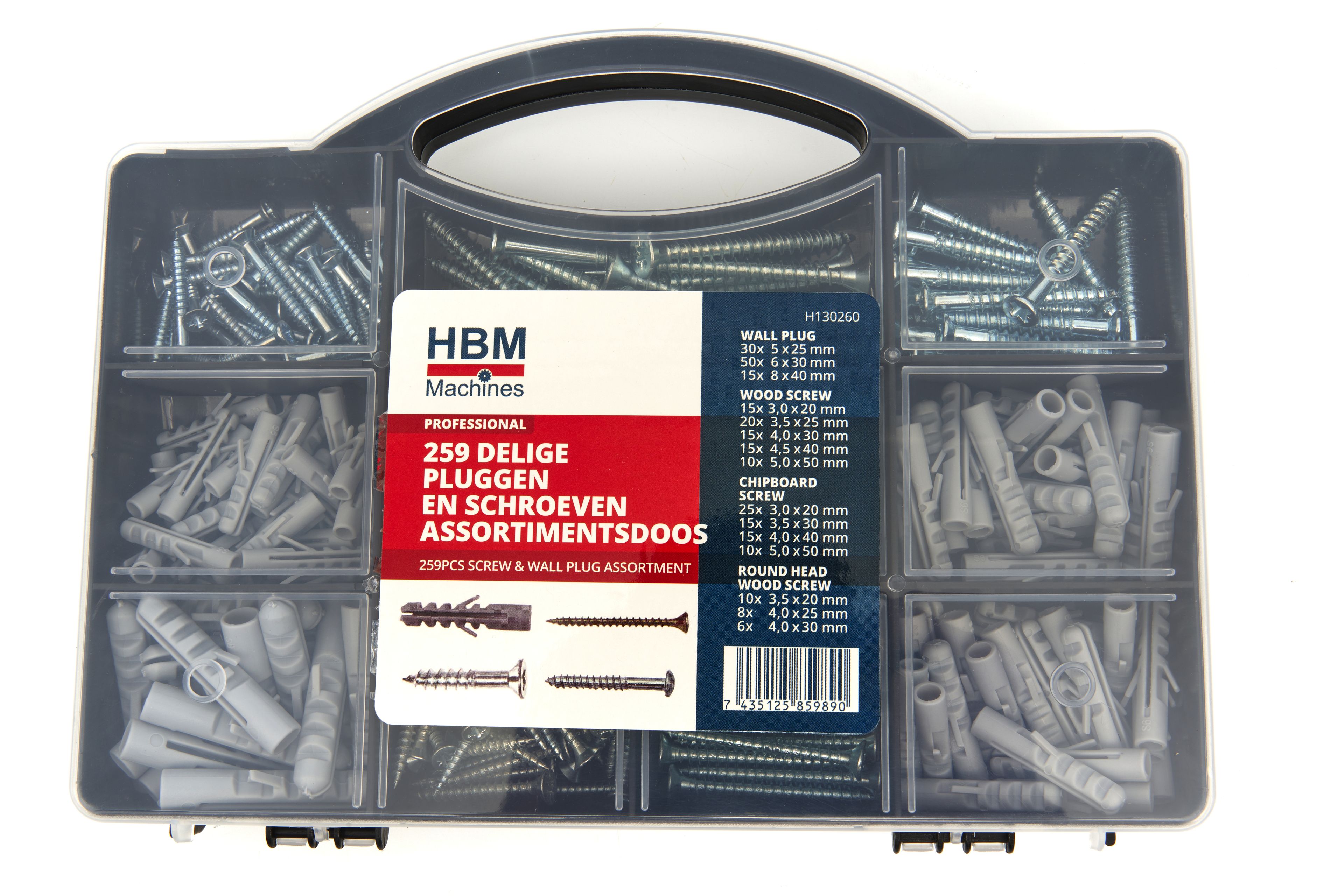HBM 259 Delige Pluggen en Schroeven Assortimentsdoos Image 2
