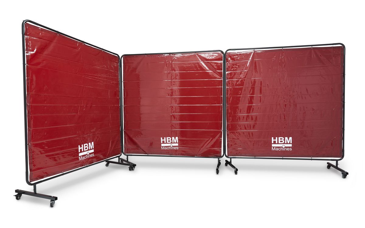 HBM Criba de soldadura móvil, cortina de soldadura 174 x 522 cm