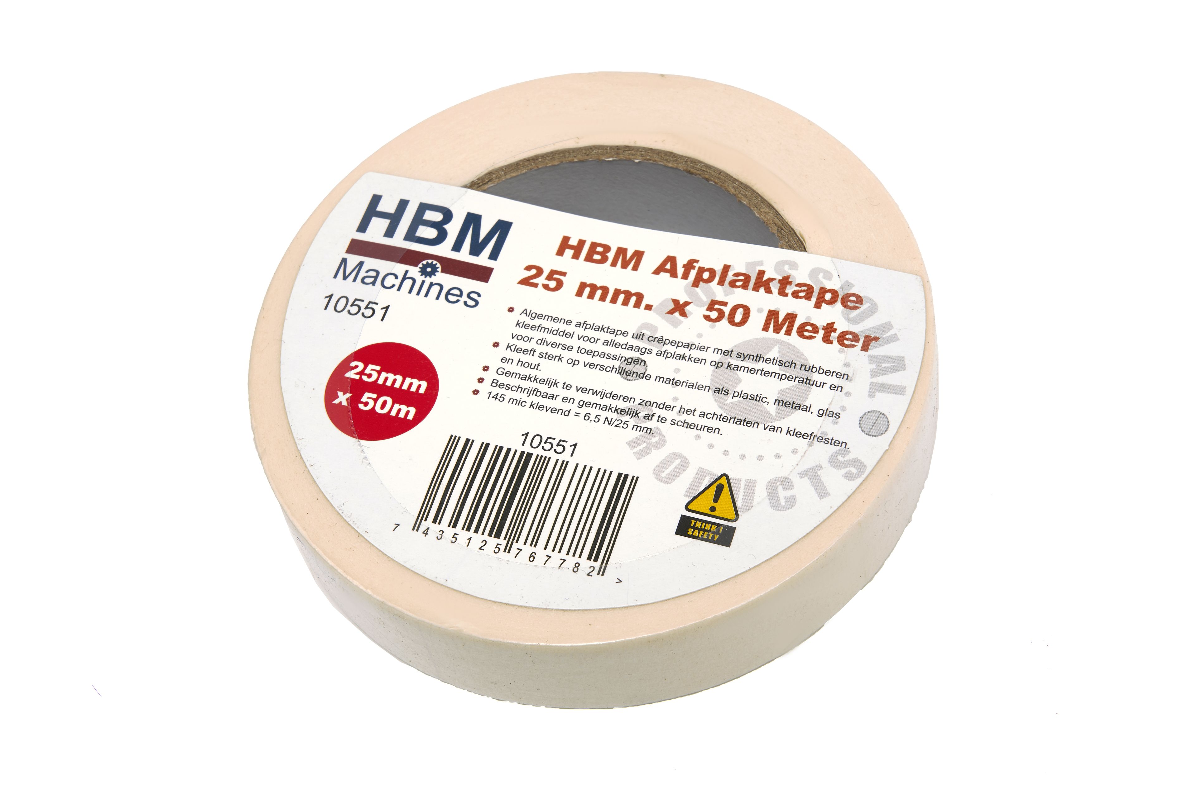 HBM Afplaktape 25 mm. x 50 Meter