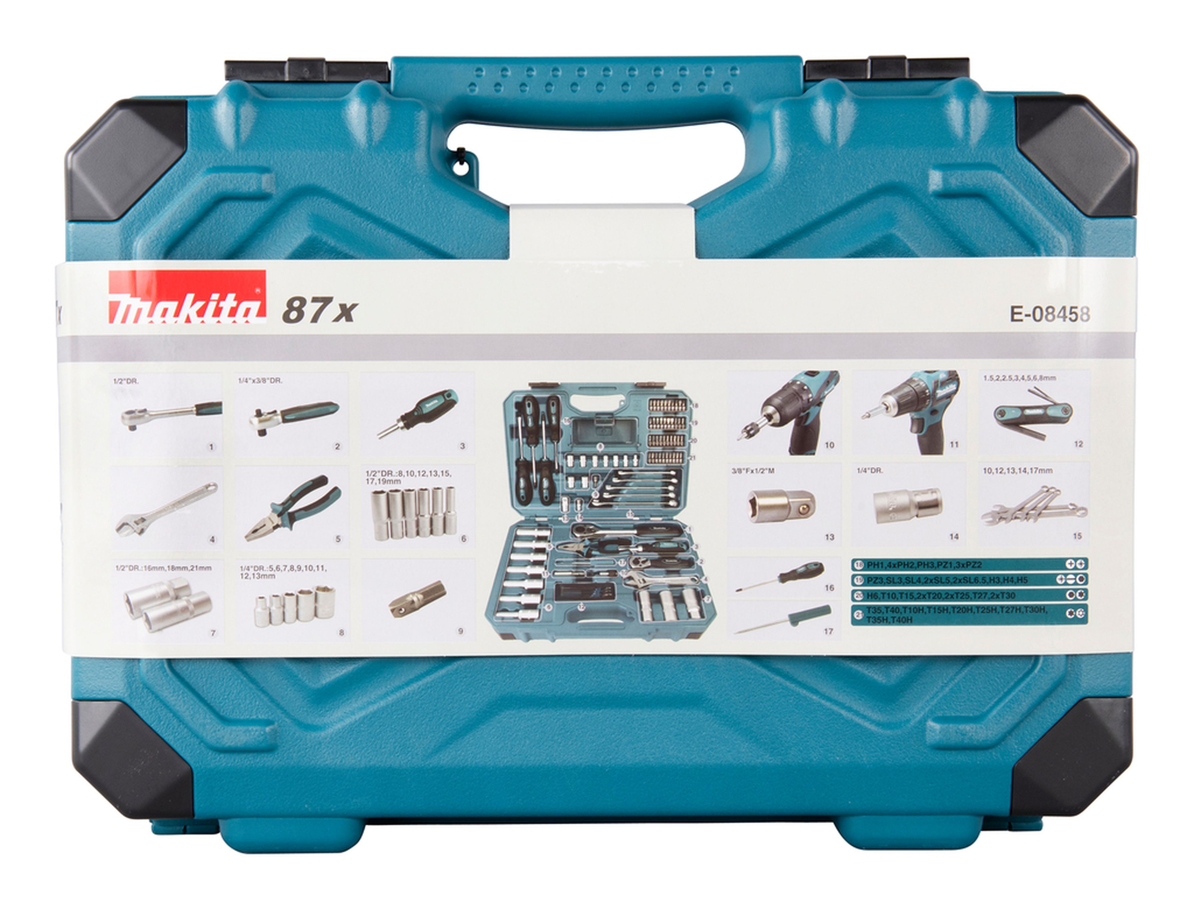 Set di attrezzi ricaricabili Makita da 87 pezzi E-08458 Image 4