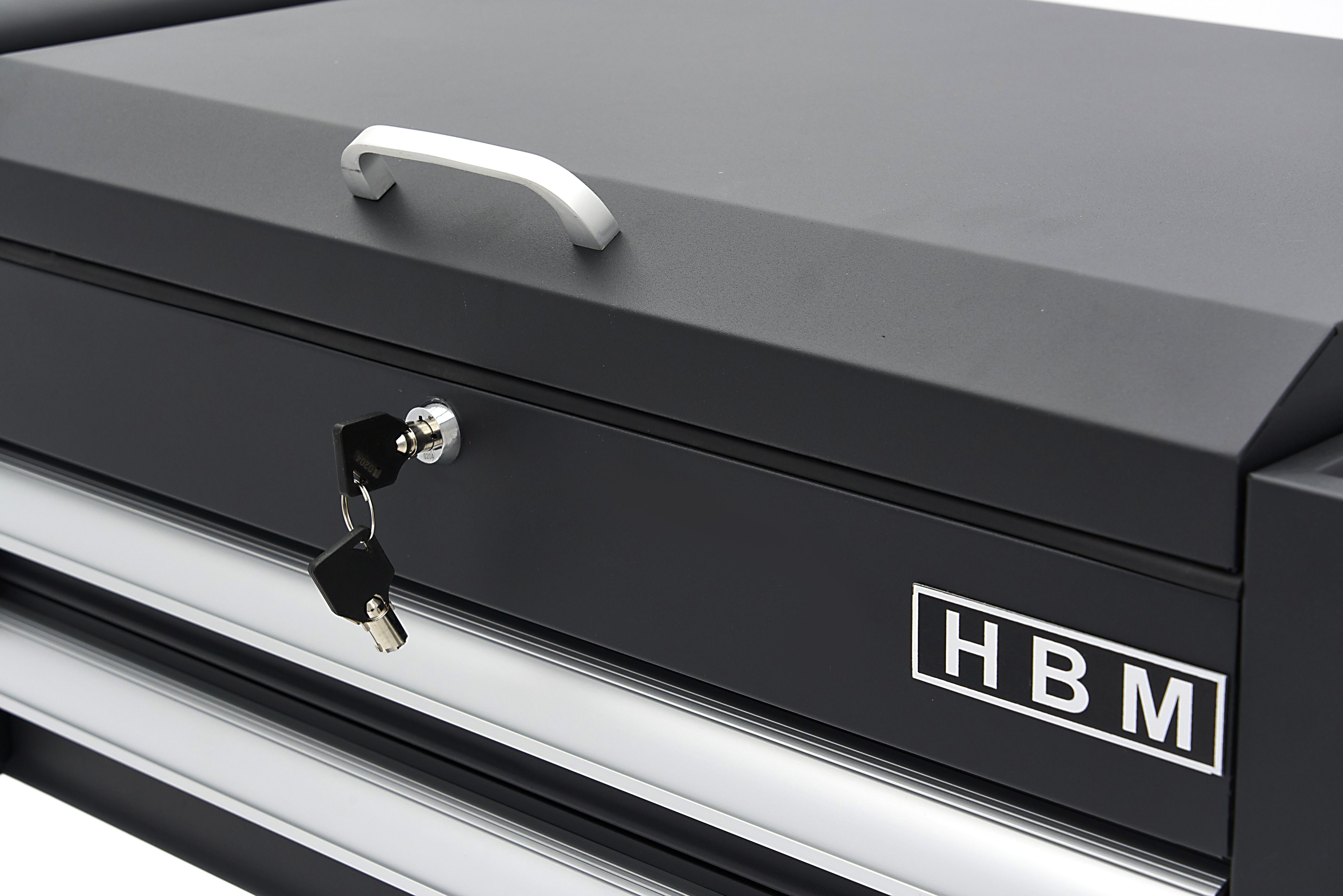 Carro de herramientas HBM con compartimento de almacenamiento, 2 cajones y 2 estantes, 90 cm Image 9