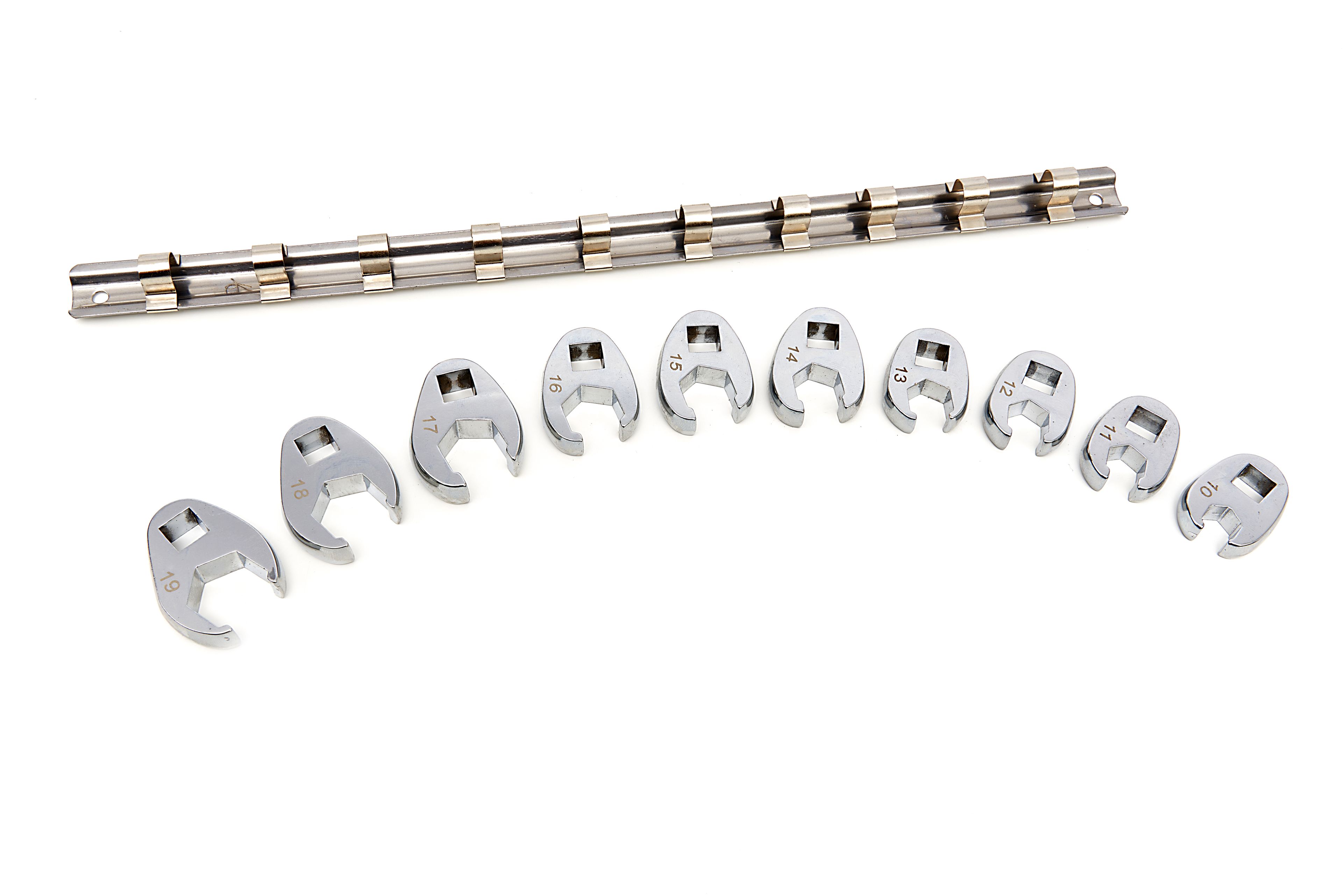 Llaves de pata de gallo Stahlkaiser de 10 piezas métricas con conexión de 3/8 pulgadas de 10 a 19 mm. Image 3