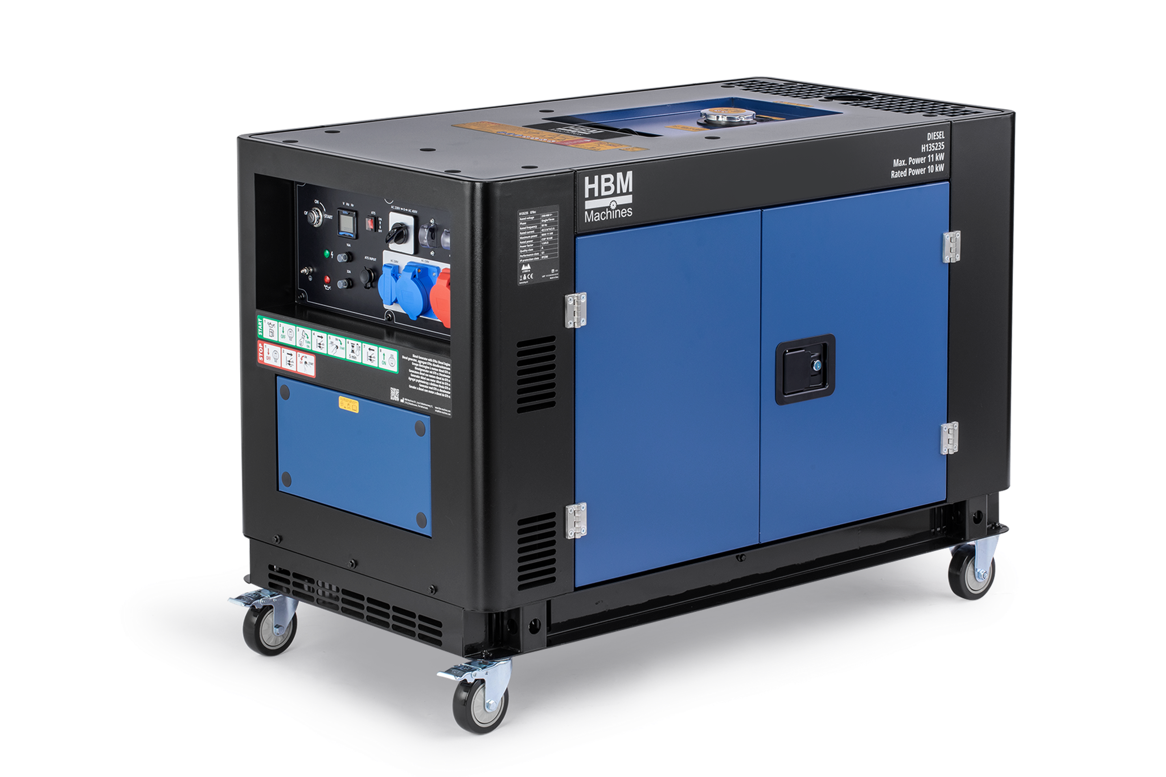 HBM générateur diesel avec moteur diesel de 870 cm³ 230V/400V 11000W