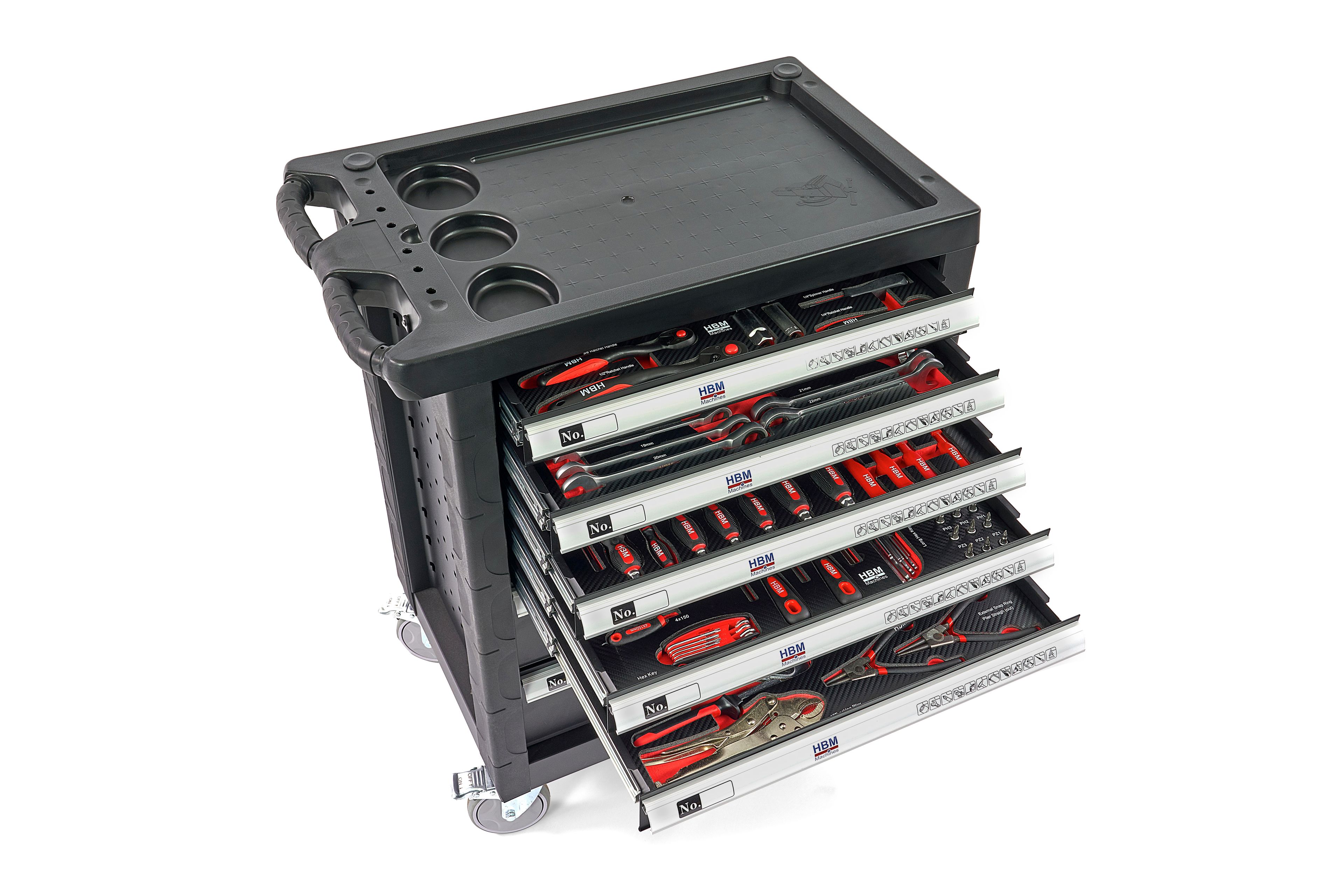 HBM carro de herramientas lleno 196 piezas, negro Image 3