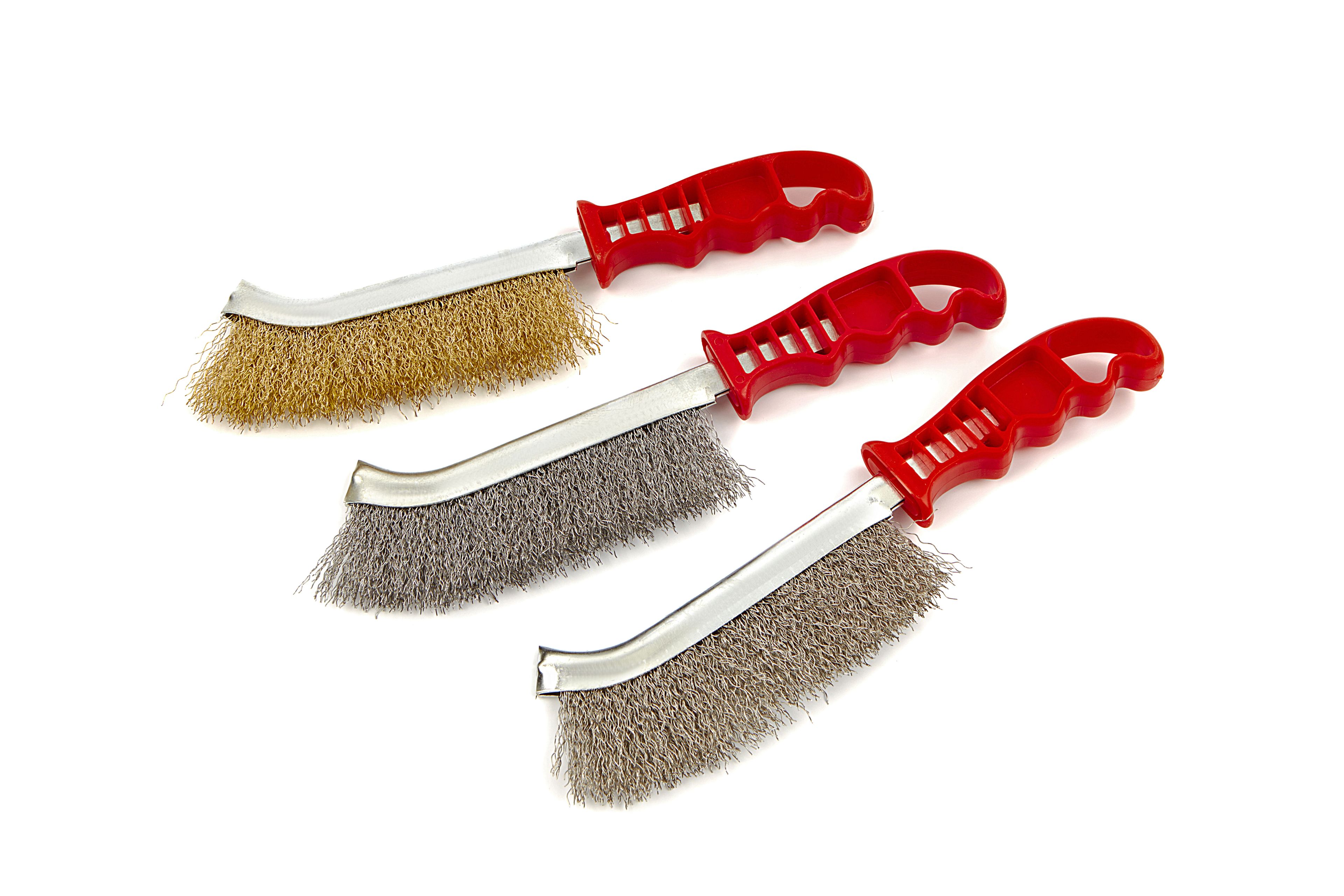 HBM Jeu de brosses 3 pièces en acier inoxydable, plaqué laiton et acier