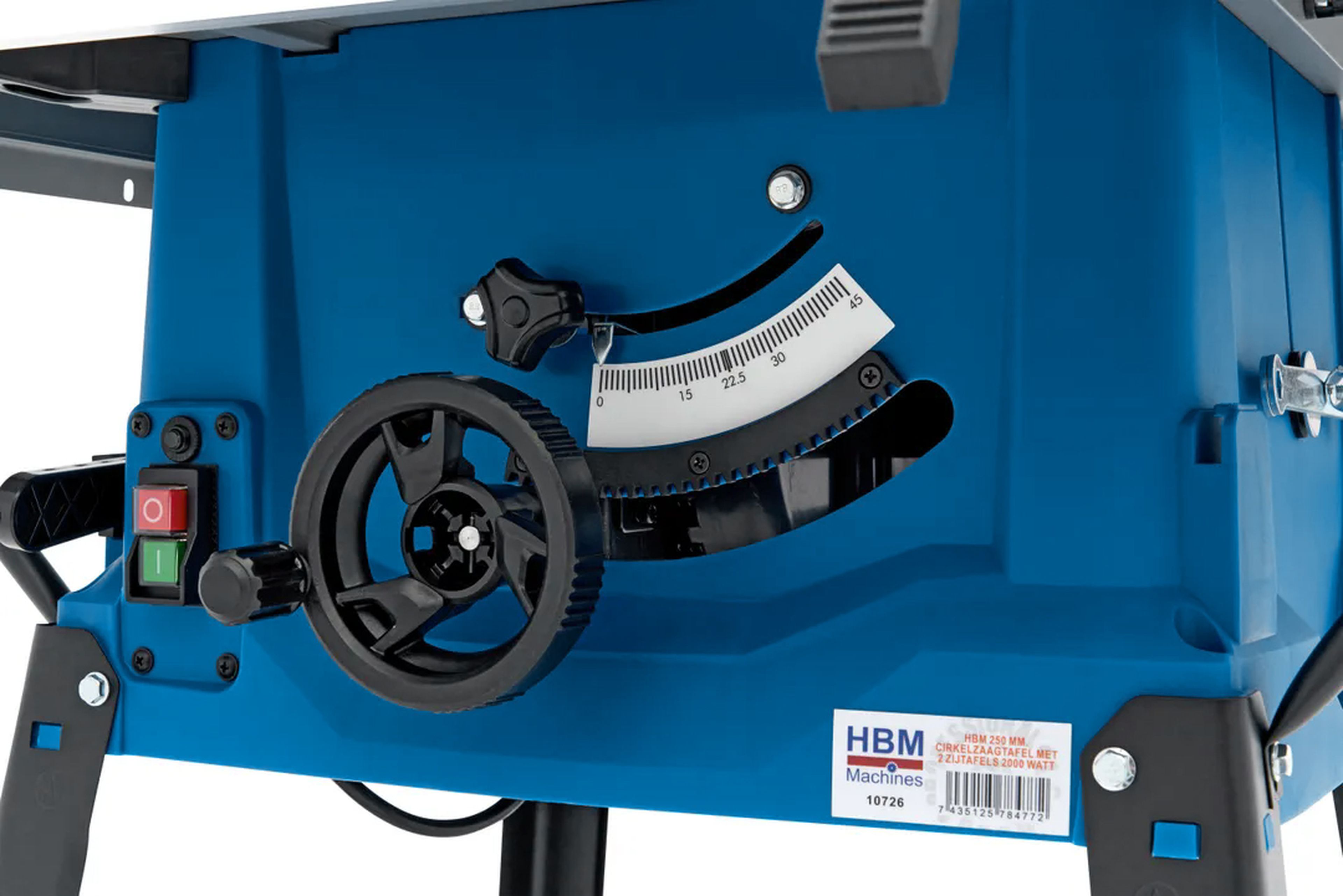HBM Table de scie circulaire 250 mm avec 2 tablettes latérales 2000 Watt Image 7