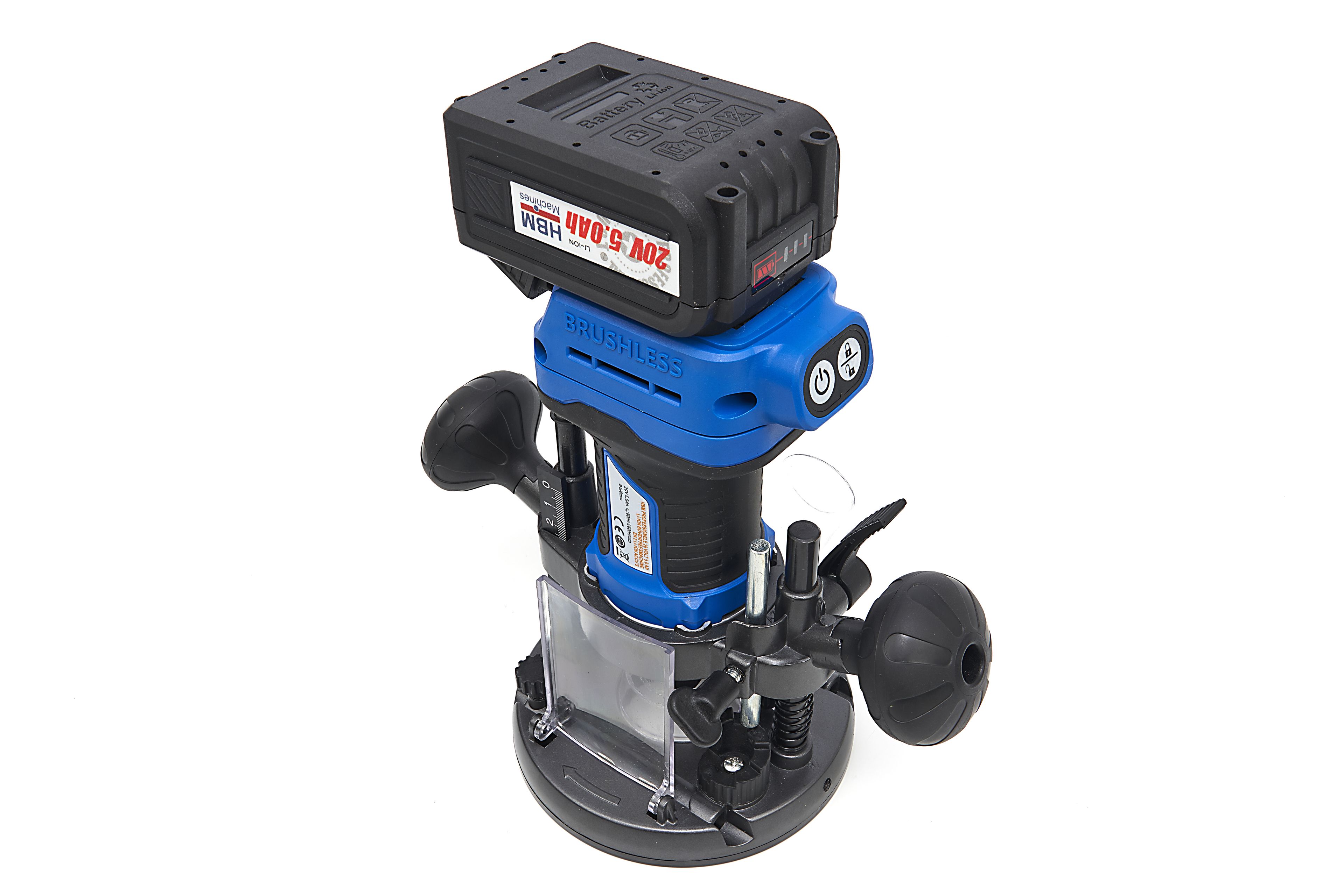 Fresatrice Professionale HBM da 20 Volt 5,0 AH Li-ion e 2 Batterie Li-ion