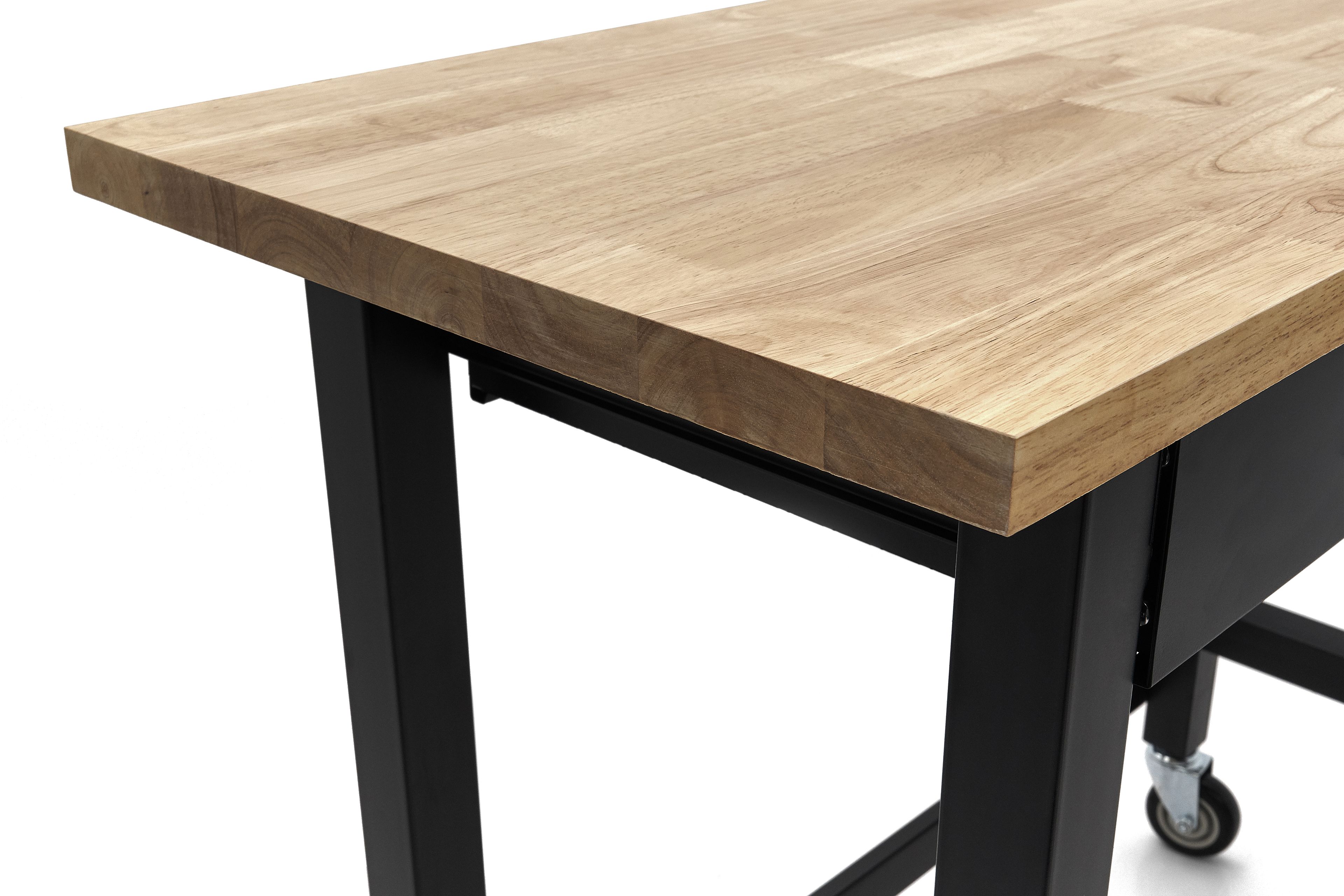 HBM banco da lavoro 122 cm con 2 cassetti, mobile, piano di lavoro in legno massello, nero Image 6