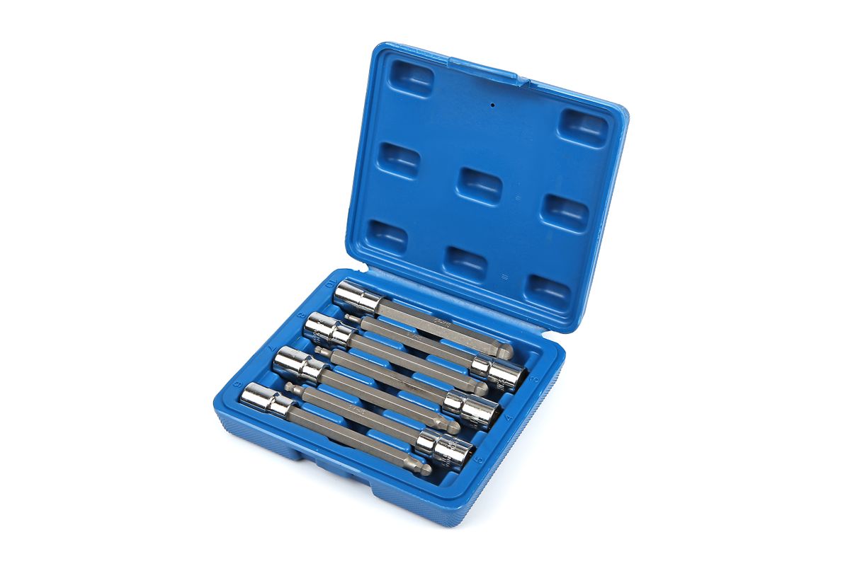 HBM Set de copas Allen largas de 3/8 pulgadas de 7 piezas de 3 – 10 mm con bola en la cabeza