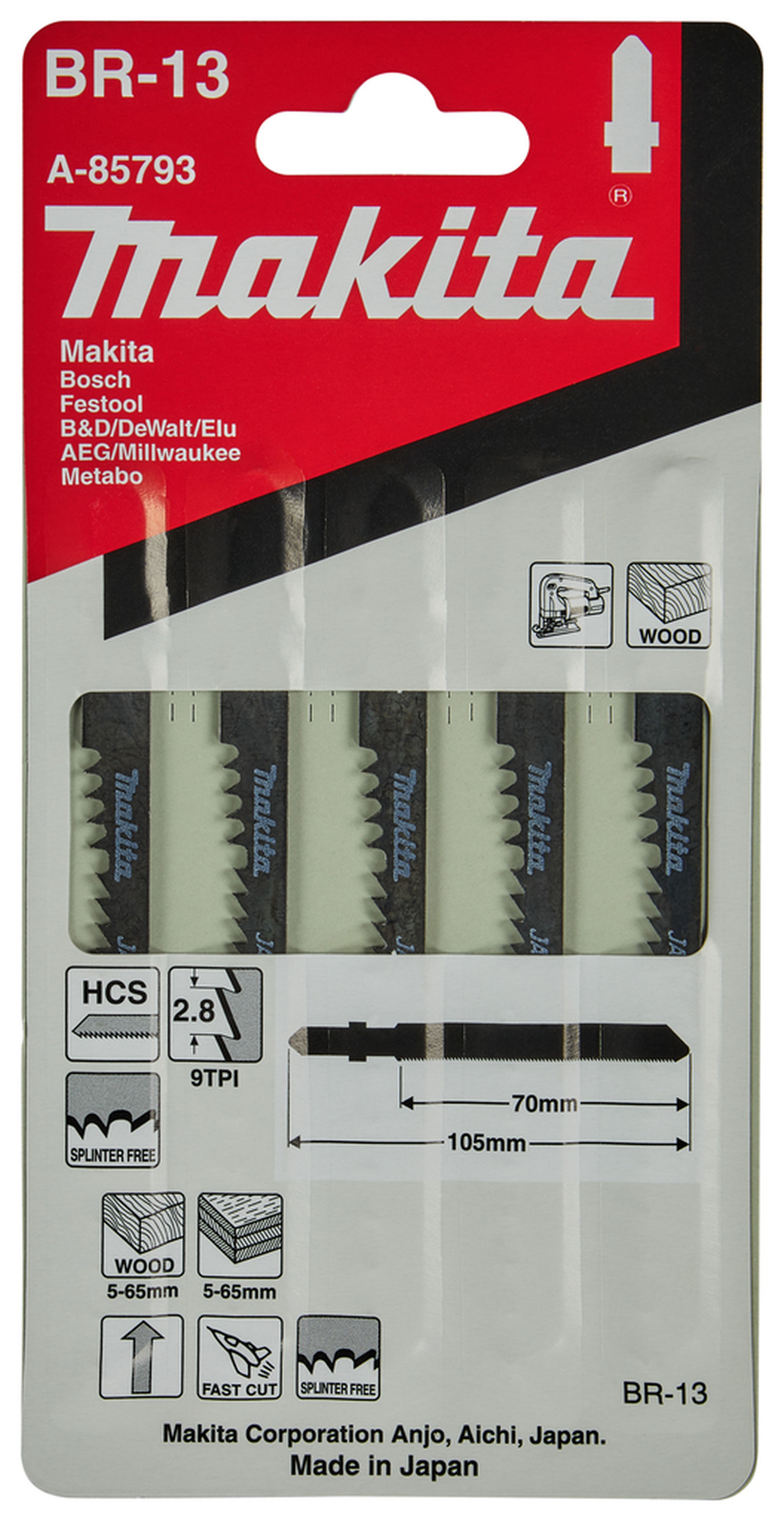 Makita Stichsägeblatt Holz und Kunststoff Br13 A-85793 Image 2
