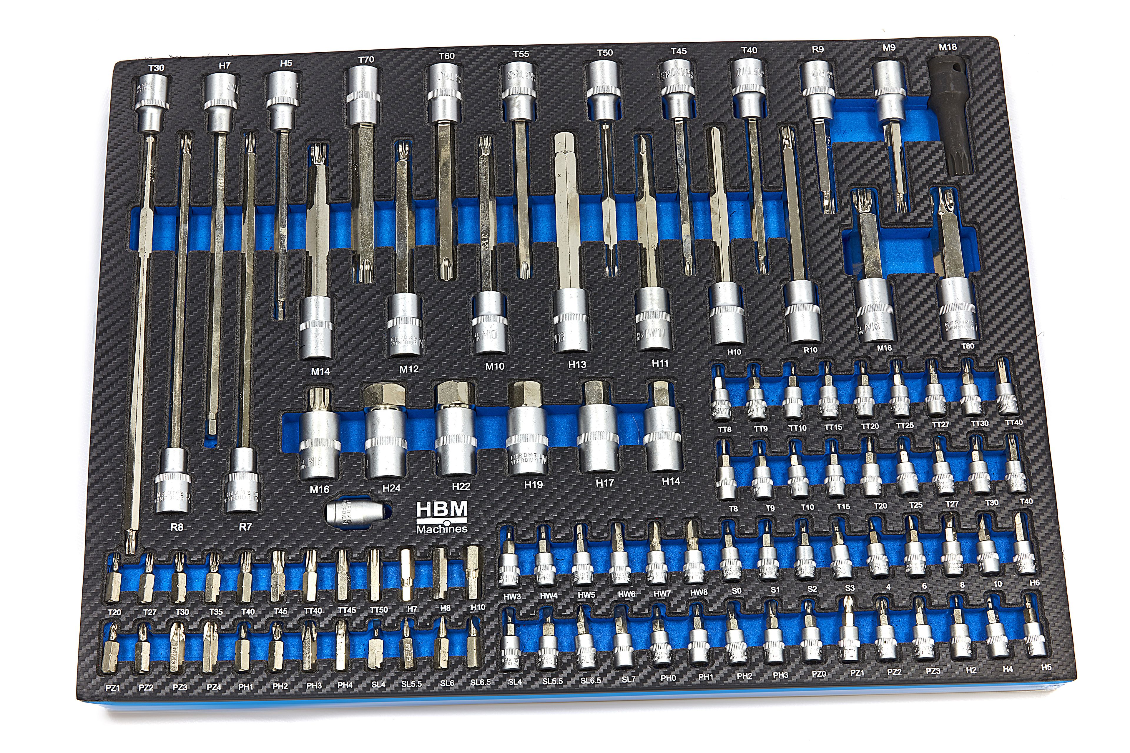 HBM gevulde gereedschapswagen 245-delig inch-maten, zwart Image 21