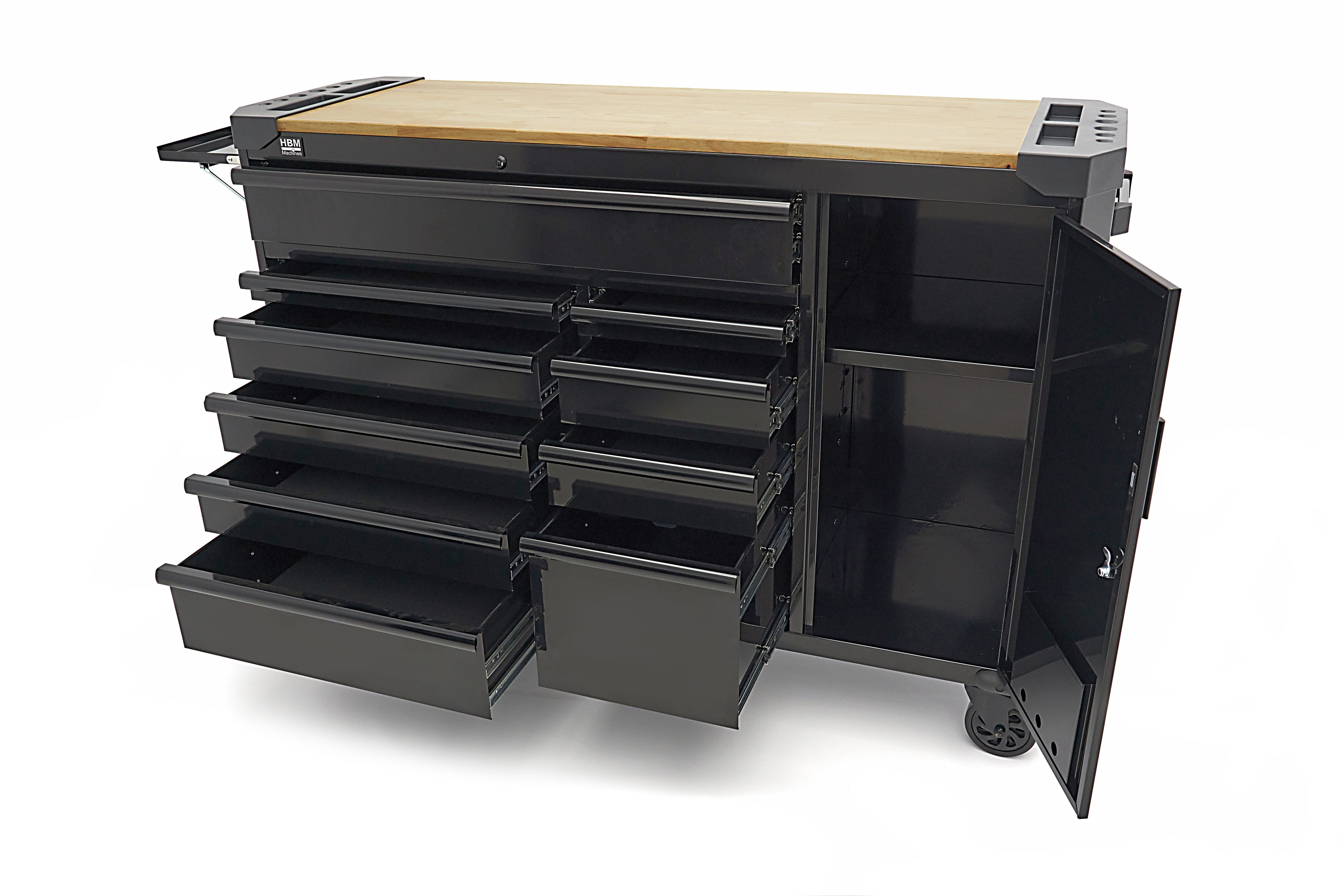 HBM Werkstattwagen 10 Schubladen 147 cm Schwarz Image 8