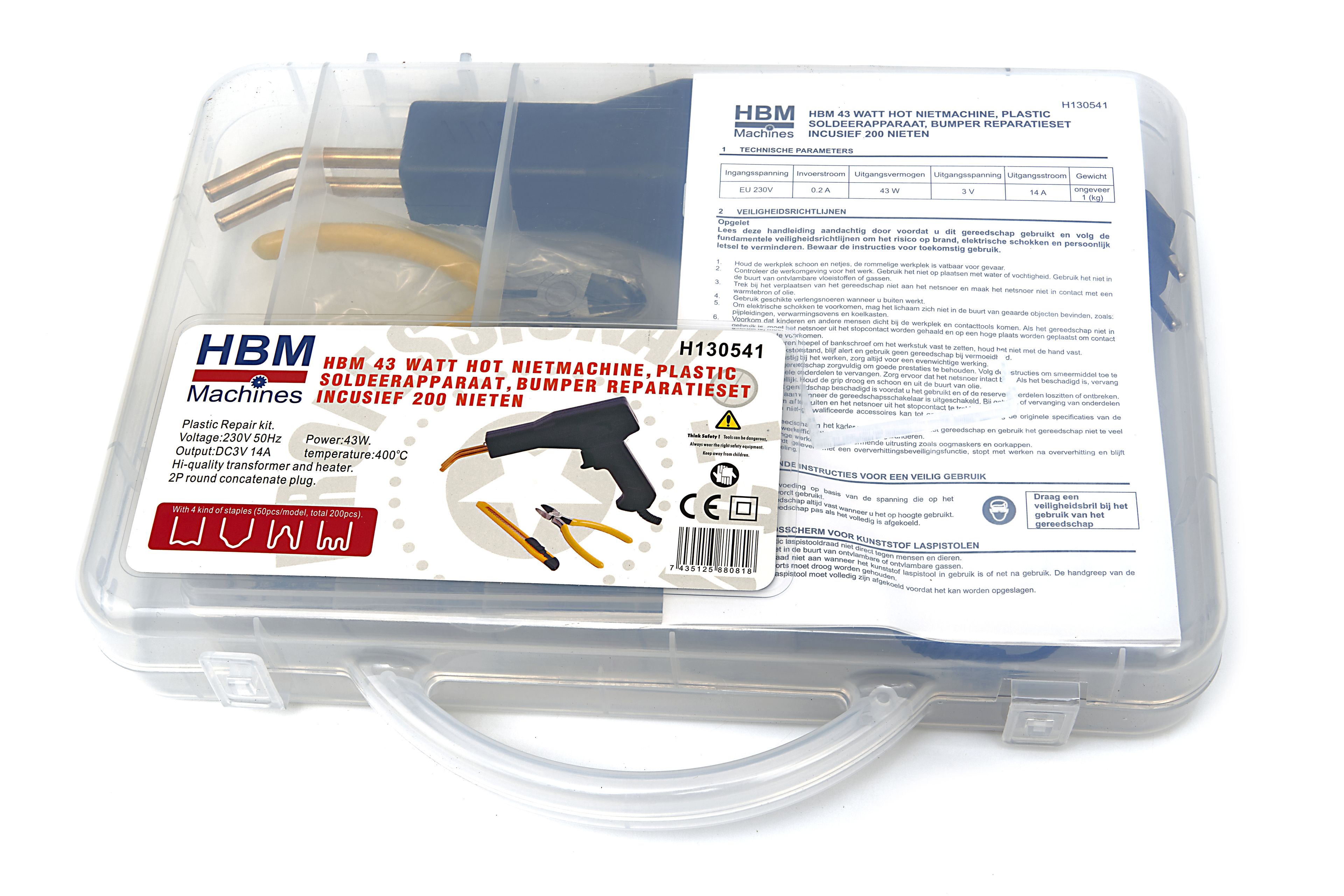 Agrafeuse à chaud HBM 43 watts, soudeuse en plastique, kit de réparation de pare-chocs comprenant 200 agrafes. Image 13