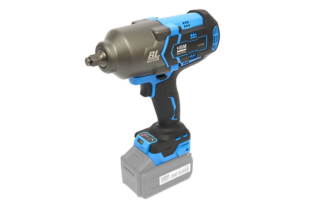 HBM Llave de impacto de batería, 1/2 pulgada, 1000 Nm, 20 voltios