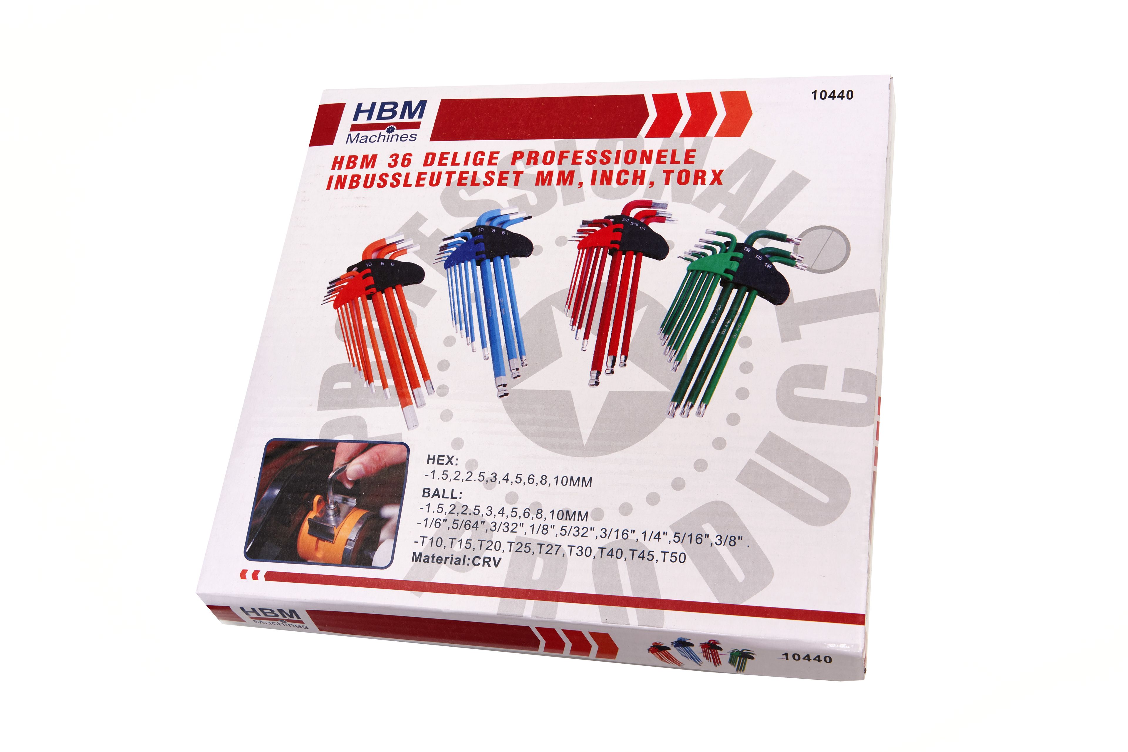 HBM Ensemble de clés Allen professionnelles 36 pièces MM, INCH, TORX Image 6