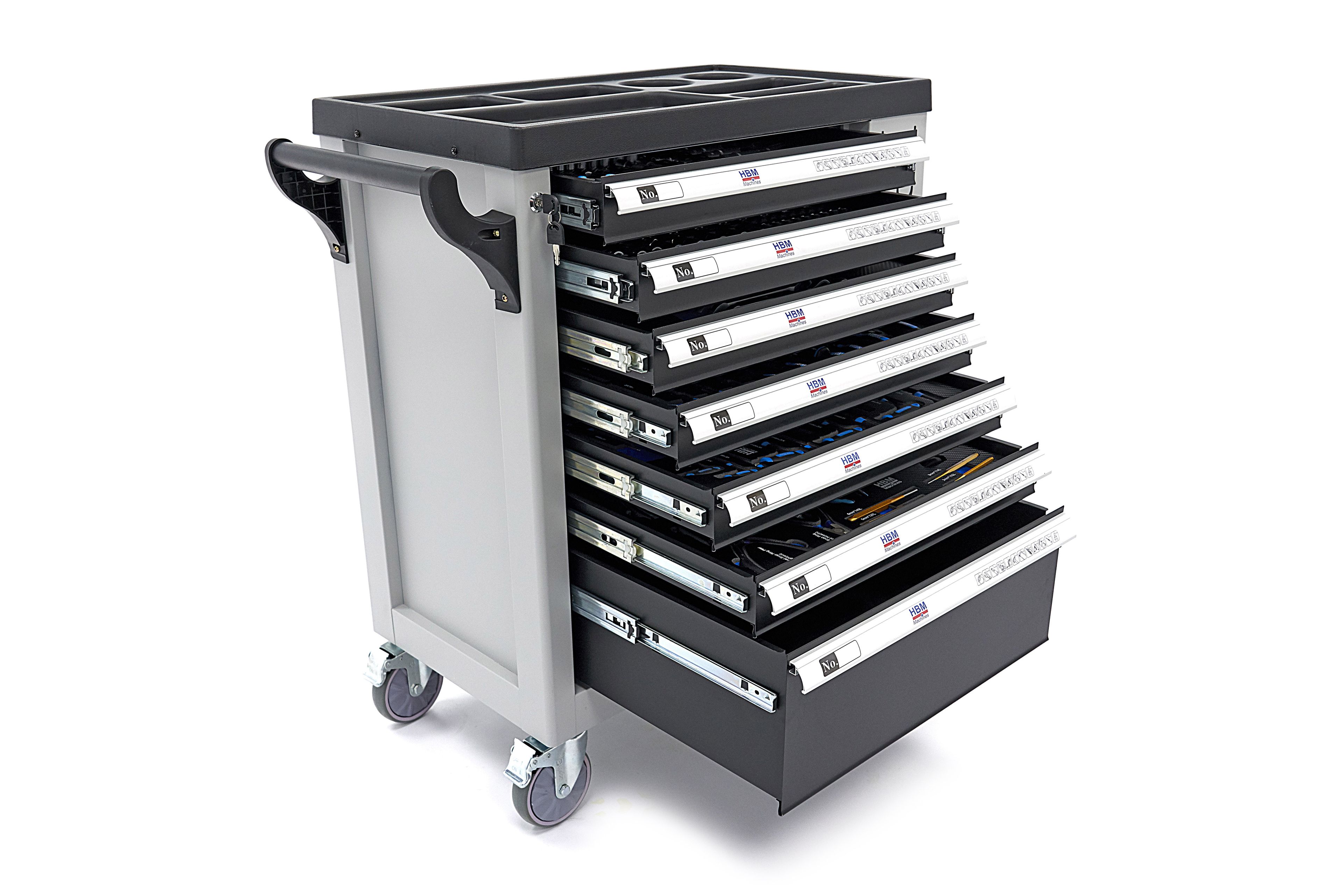 HBM gevulde gereedschapswagen 245-delig inch-maten, zwart Image 4
