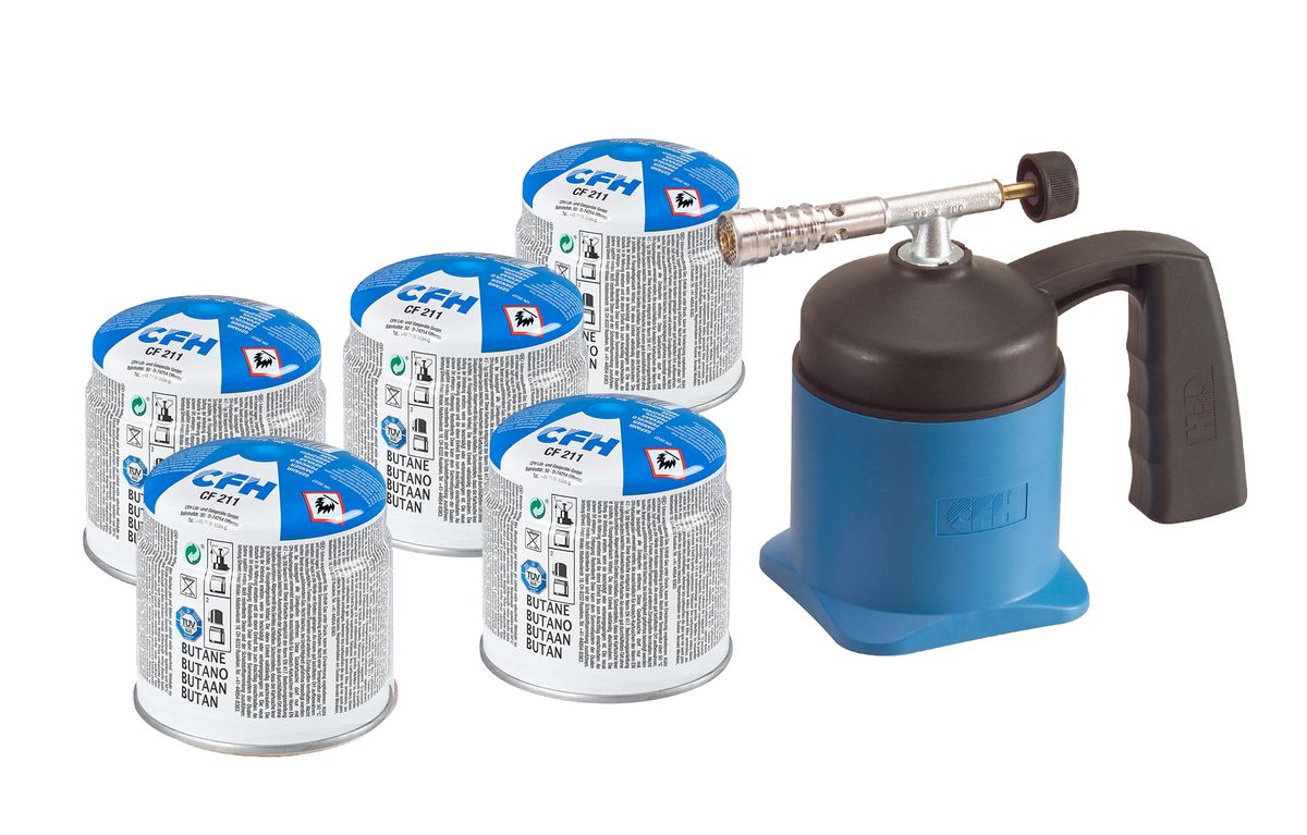 CFH Torche à souder LM 1000, comprenant 5 bonbonnes de gaz