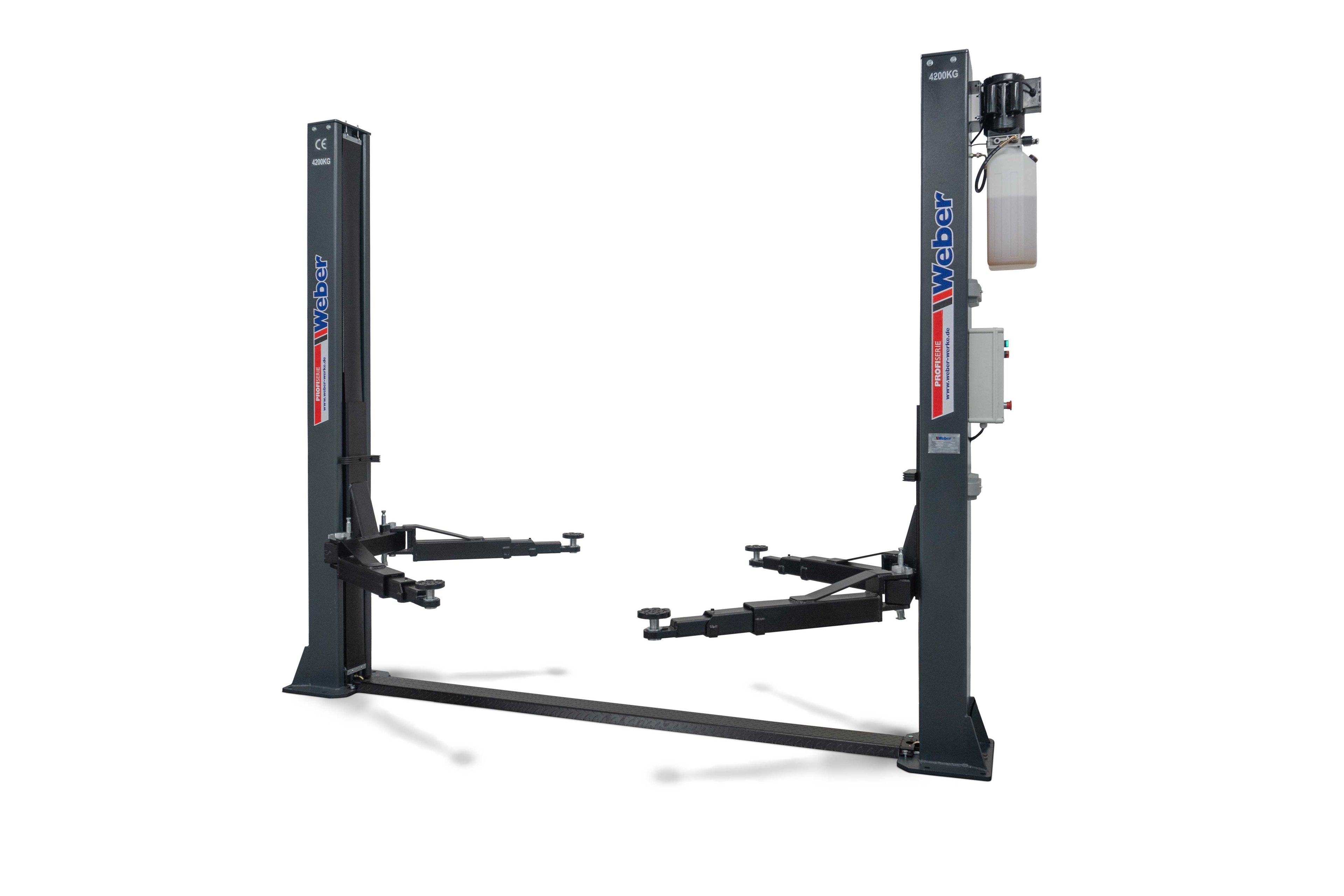 Weber professionele 2 koloms hydraulische hefbrug 4,2 ton met elektronische ontgrendeling zwart