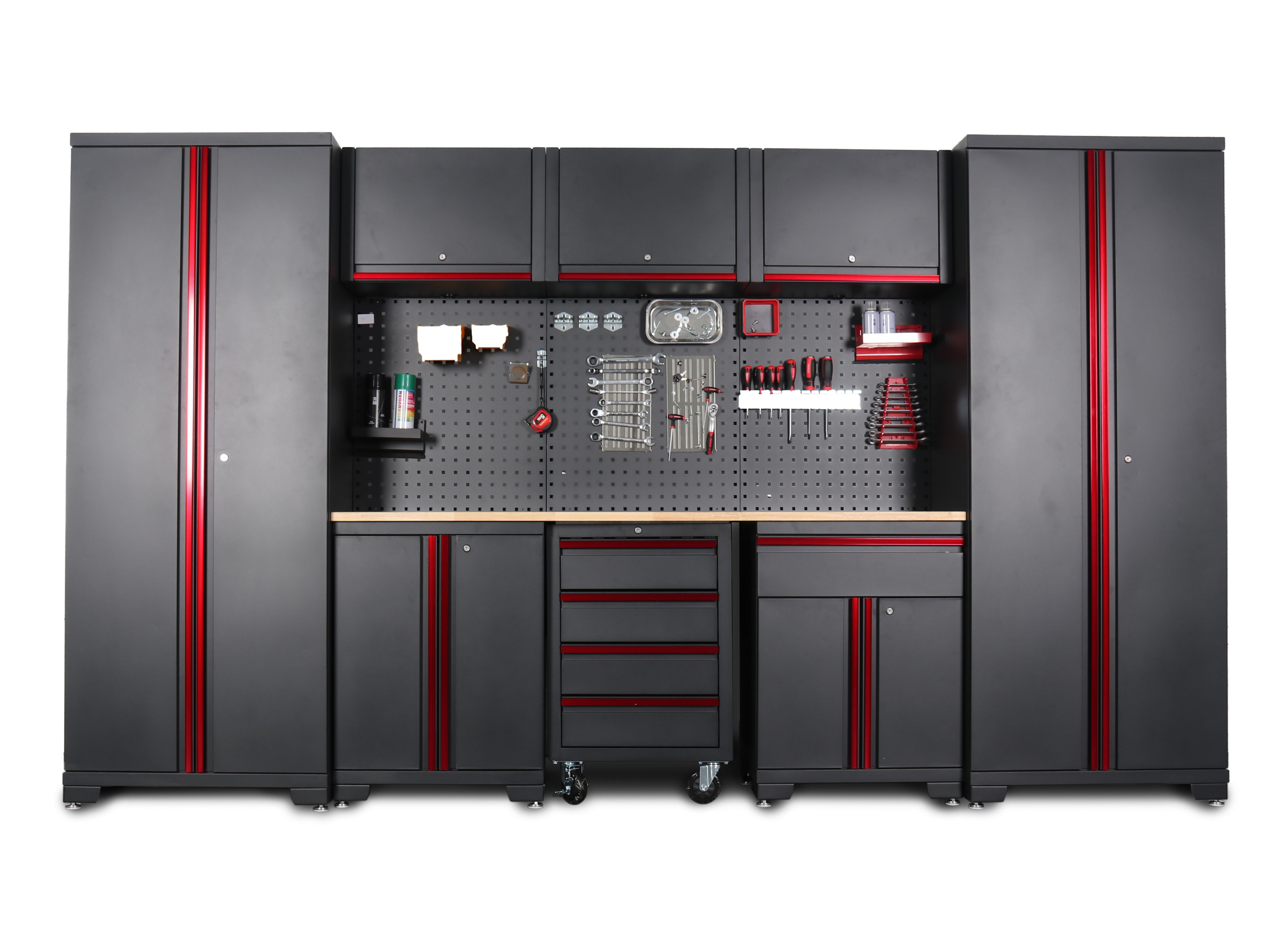 Sistema di lavoro modulare HBM, 12 pezzi, nero e rosso Image 4